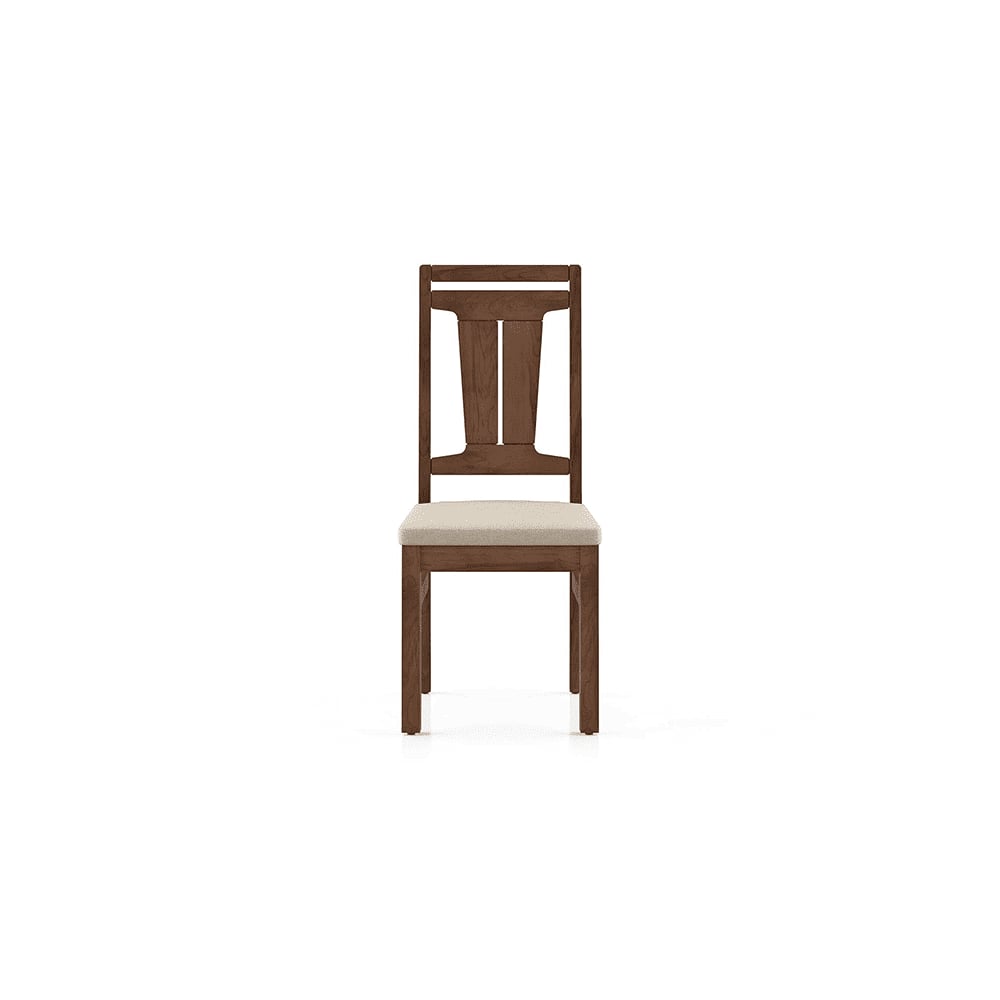 Tessa Solid Wood Dining Chair In Sienna Teak Finish With Wheat Brown Colour Fabric