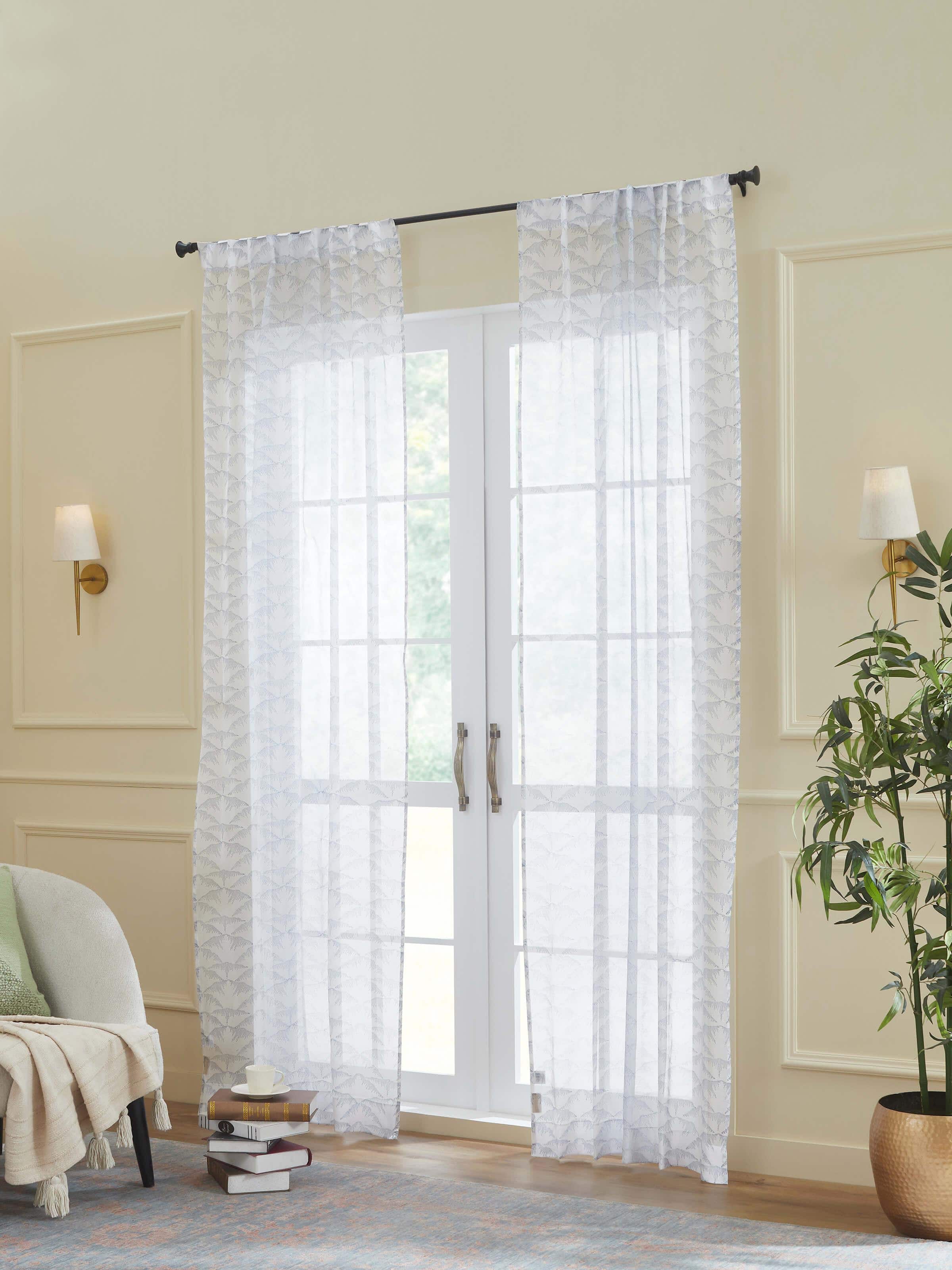 Parvat Indigo Cotton Silk Sanganeri Hand Block Printed Curtain Long Door (9 Ft)