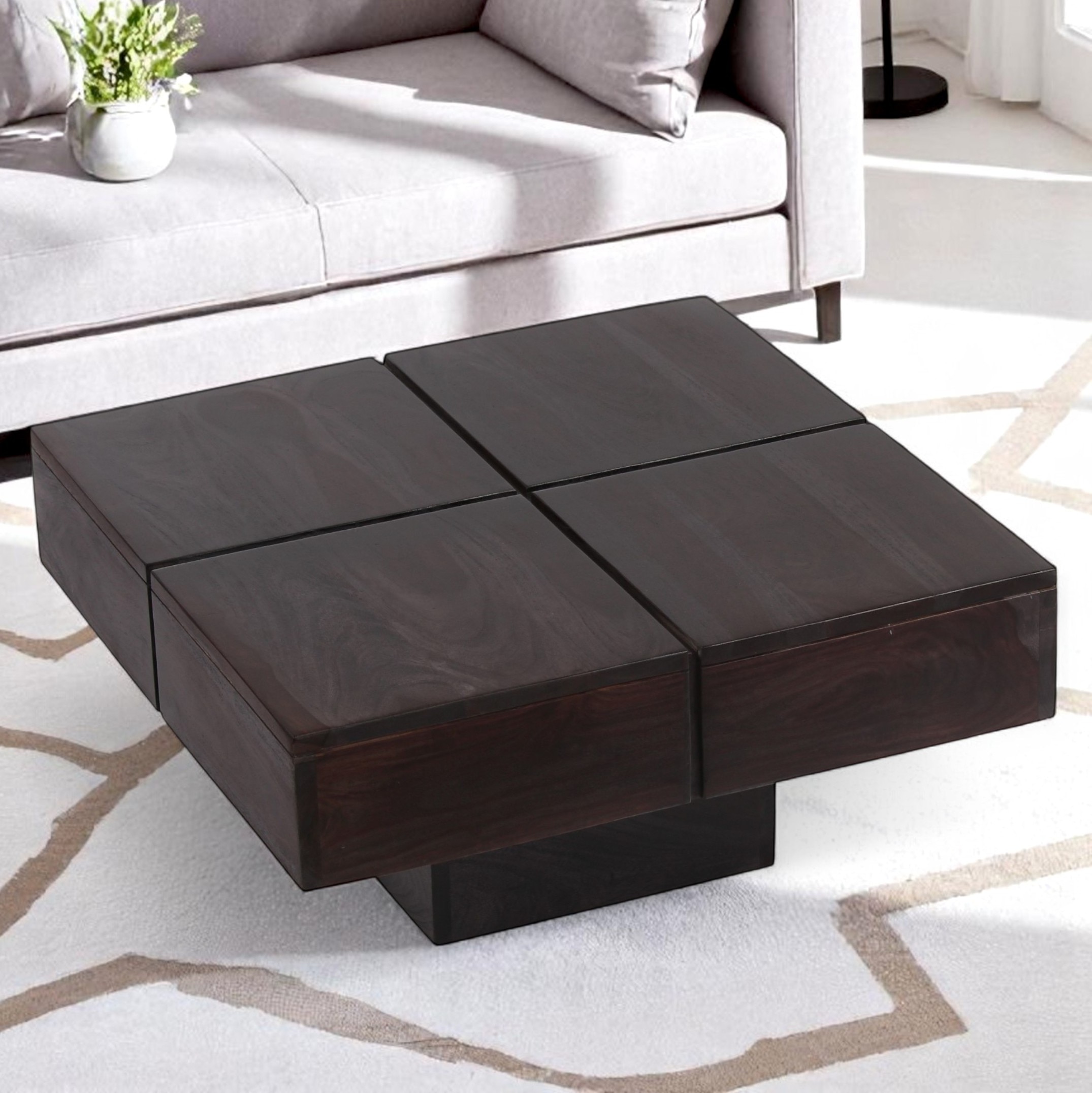 Montreal Sheesham Wood Coffee Table In Mahogany Finish
