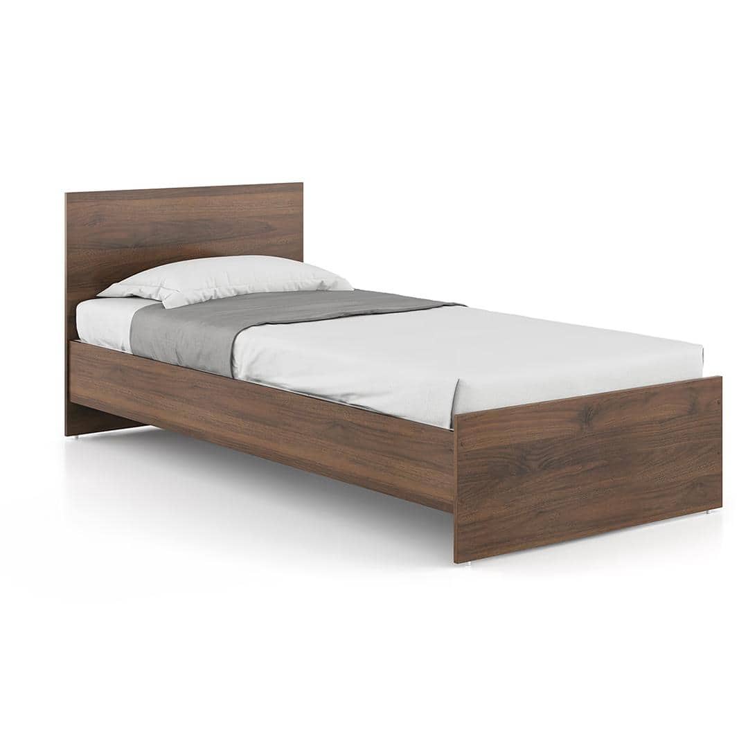 Zoey Non Storage Single Bed In Classic Walnut Finish