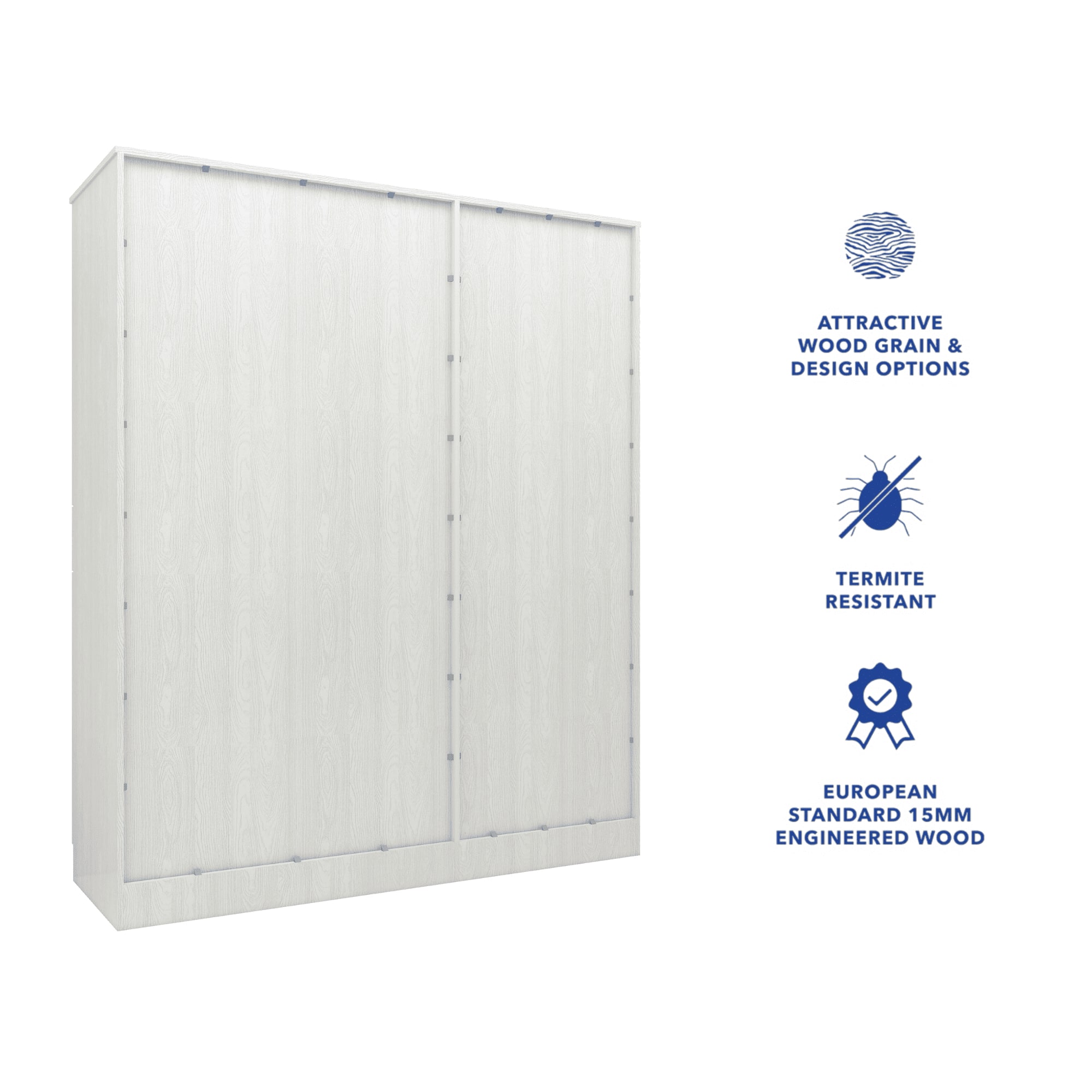 Ren 5 Door Engineered Wood Wardrobe in Silver Oak Finish