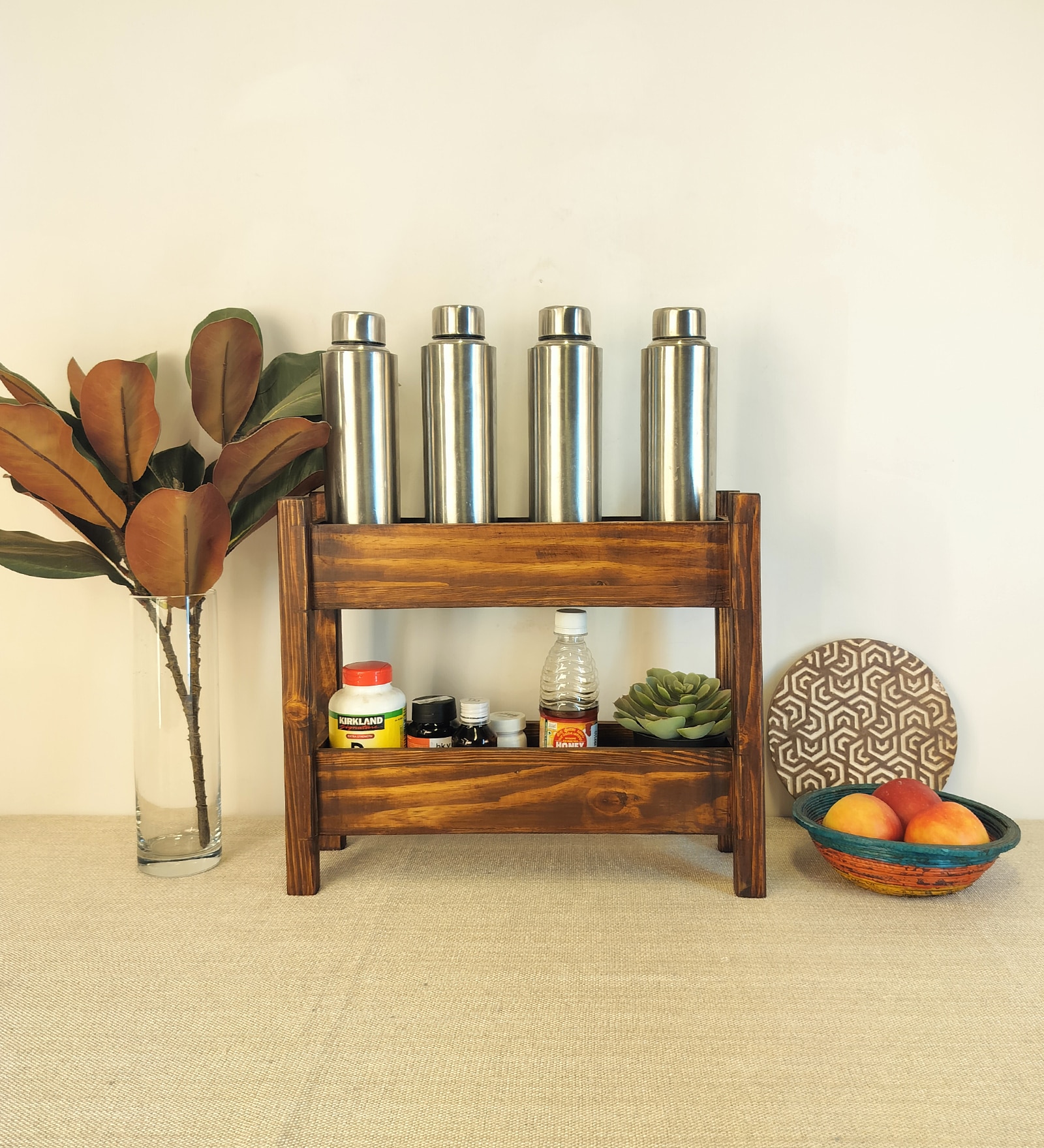 Evana Wooden Kitchen Countertop Organiser