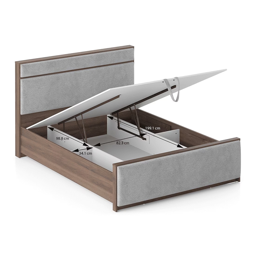 Rio Engineered Wood Queen Size Hydraulic Storage Bed In Granite Weave