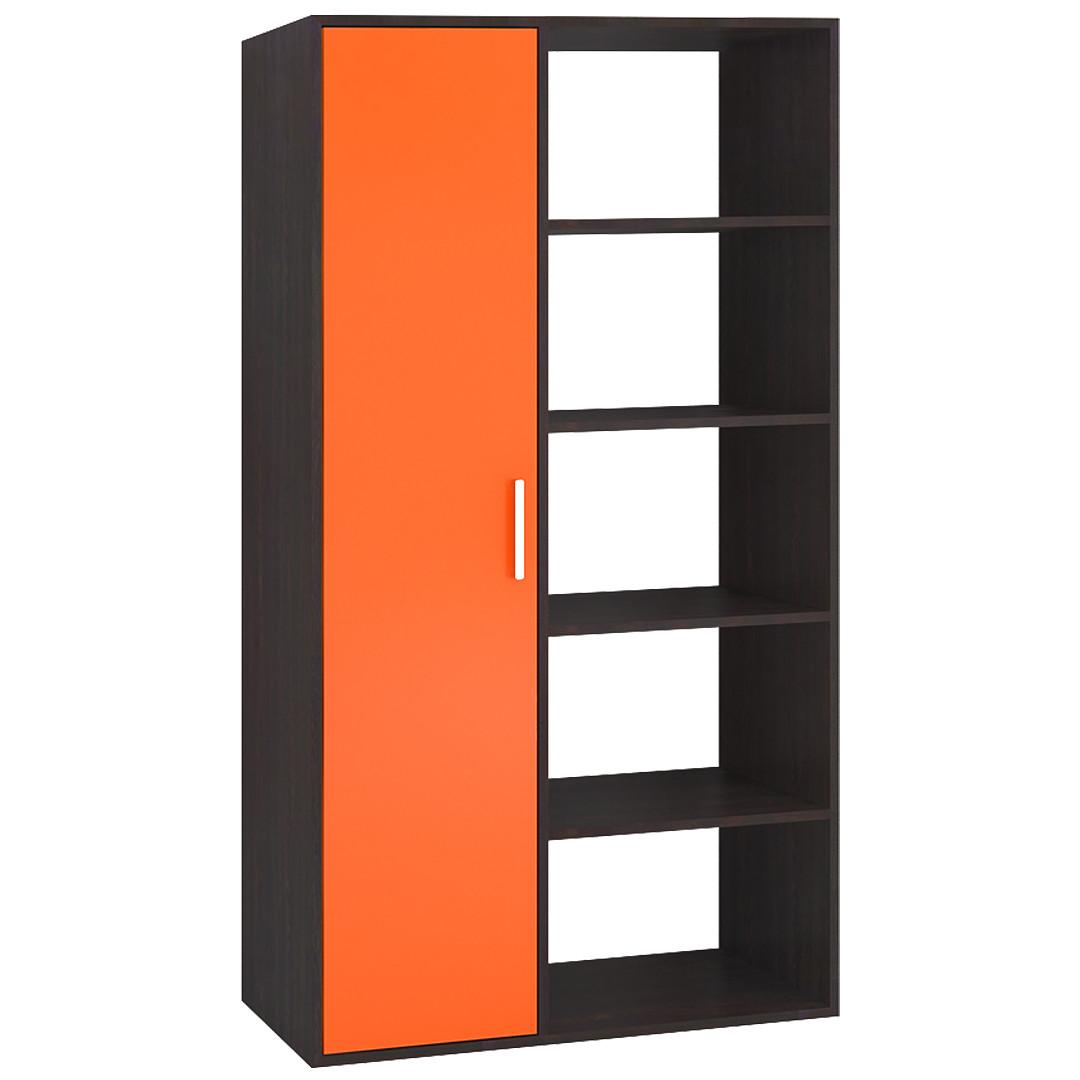 Nikola Large Crockery cum Bookshelf and Divider Unit in Antique Ebony Light Orange Colour