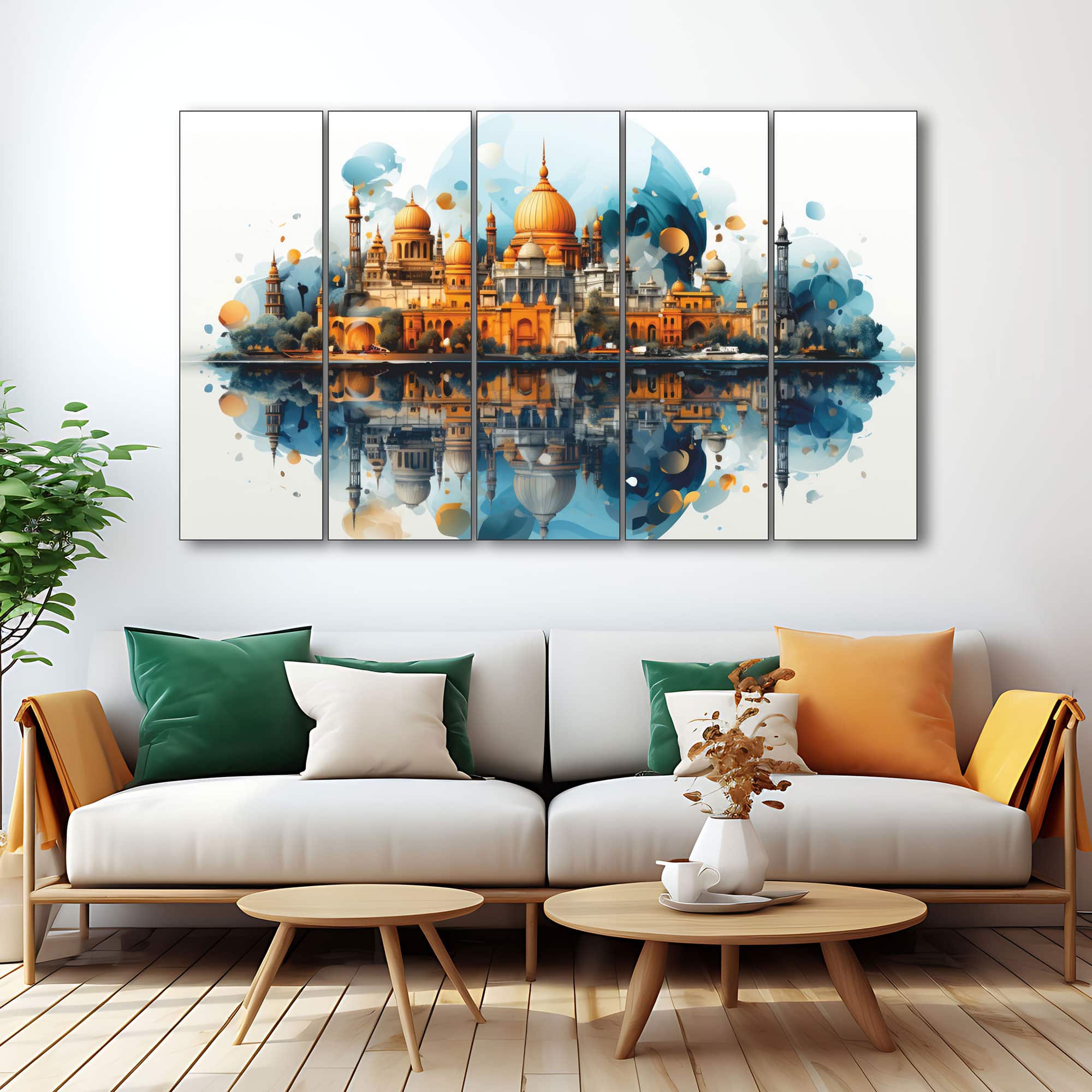 The Castle Decor Secularism Wall Art Set of 5 Digital Painting 27x48 Inch (Style 2) - The Castle Decor
