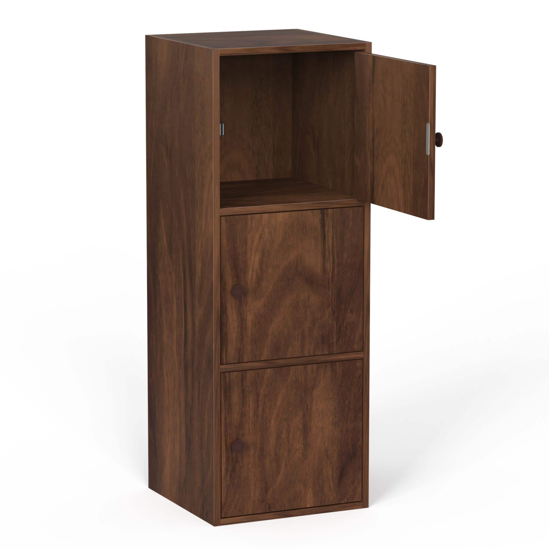 Calcio 3-Tier Engineered Wood Wardrobe In Brown Maple Finish