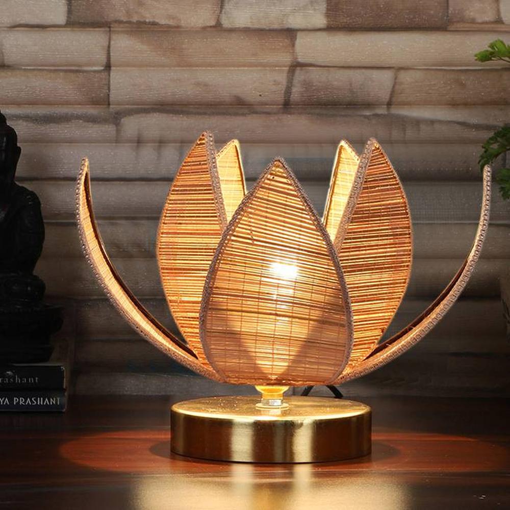 Winston Rose Bamboo table lamp with Gold Wood Base