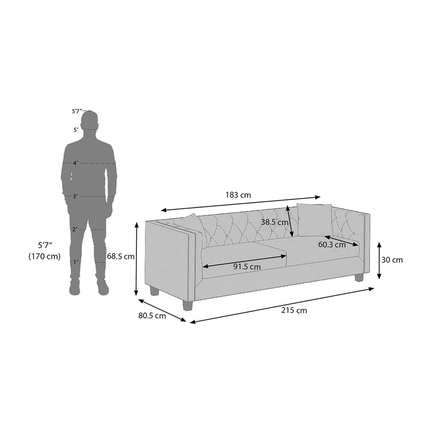 Windsor 3 Seater Fabric Sofa (Colour: Ochre)