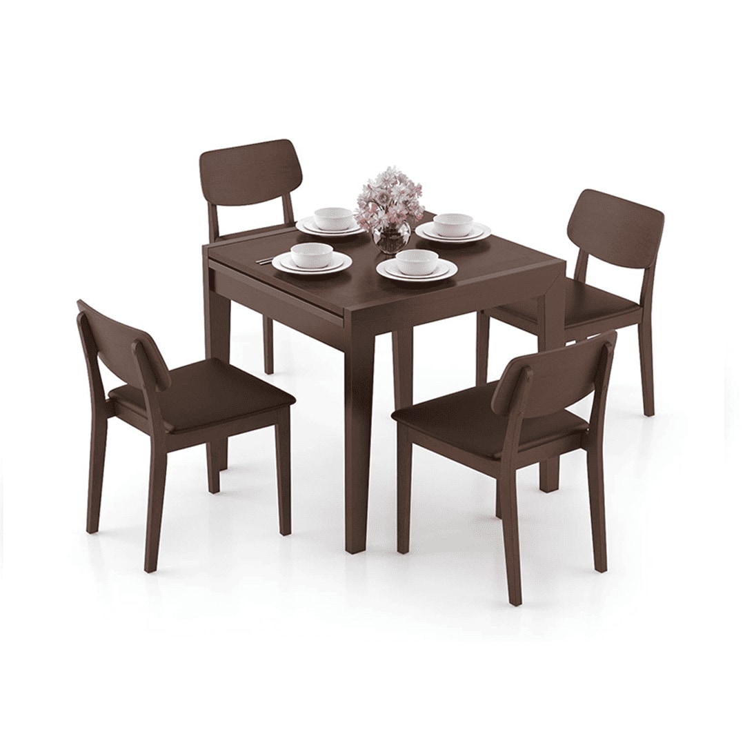 Murphy 4-To-6 Extendable - Lawson 4 Seater Dining Table Set (Colour- Dark Brown , Finish- Dark Walnut)