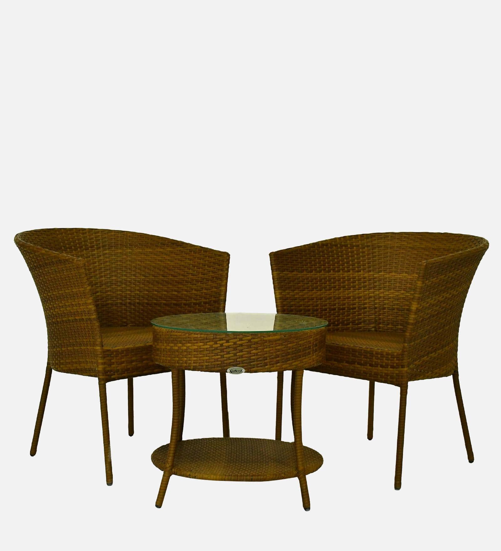 Lismore  Wicker Table And Chair Set In Beige Brown Dual Tone Finish