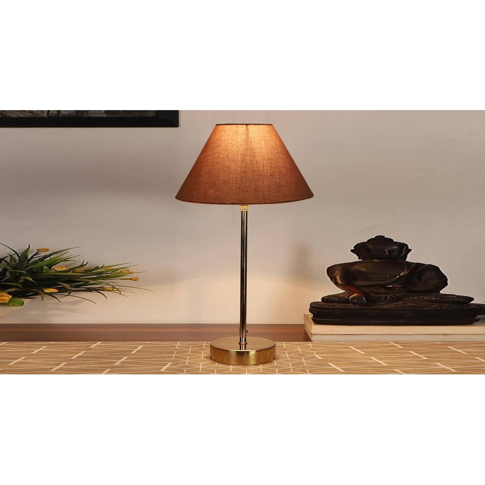 Grey cotton with Metal Gold Table Lamp