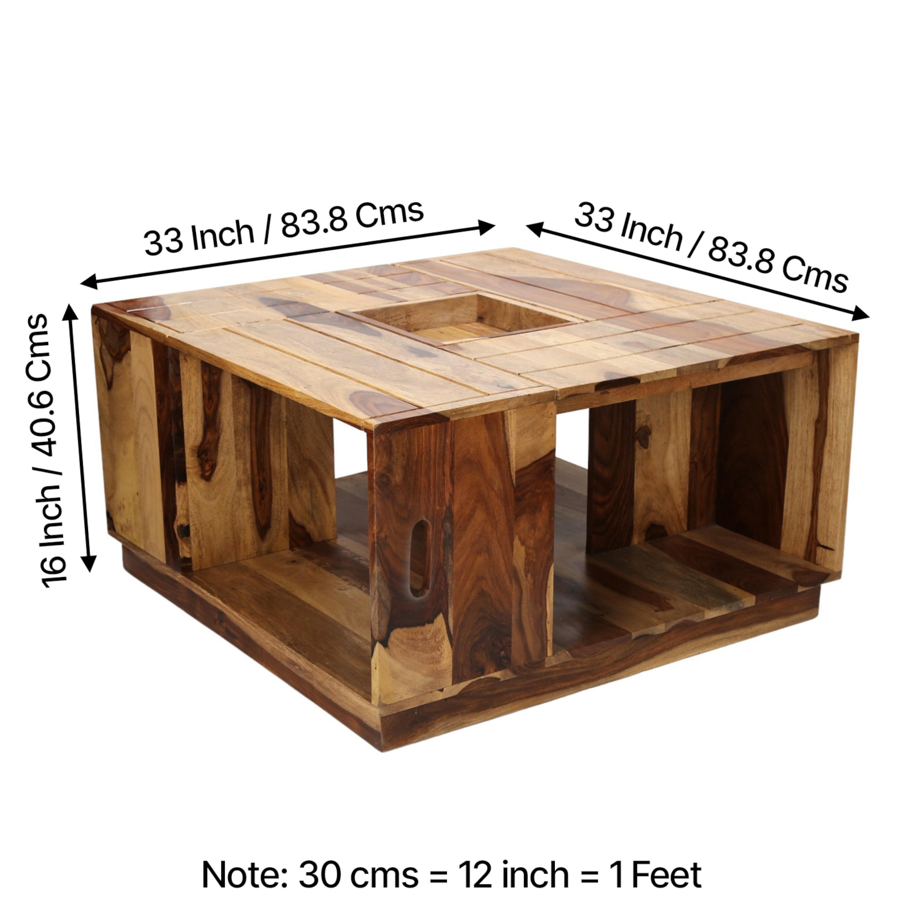 Wayne Sheesham Wood Coffee Table In Natural Rosewood (Semi Gloss)