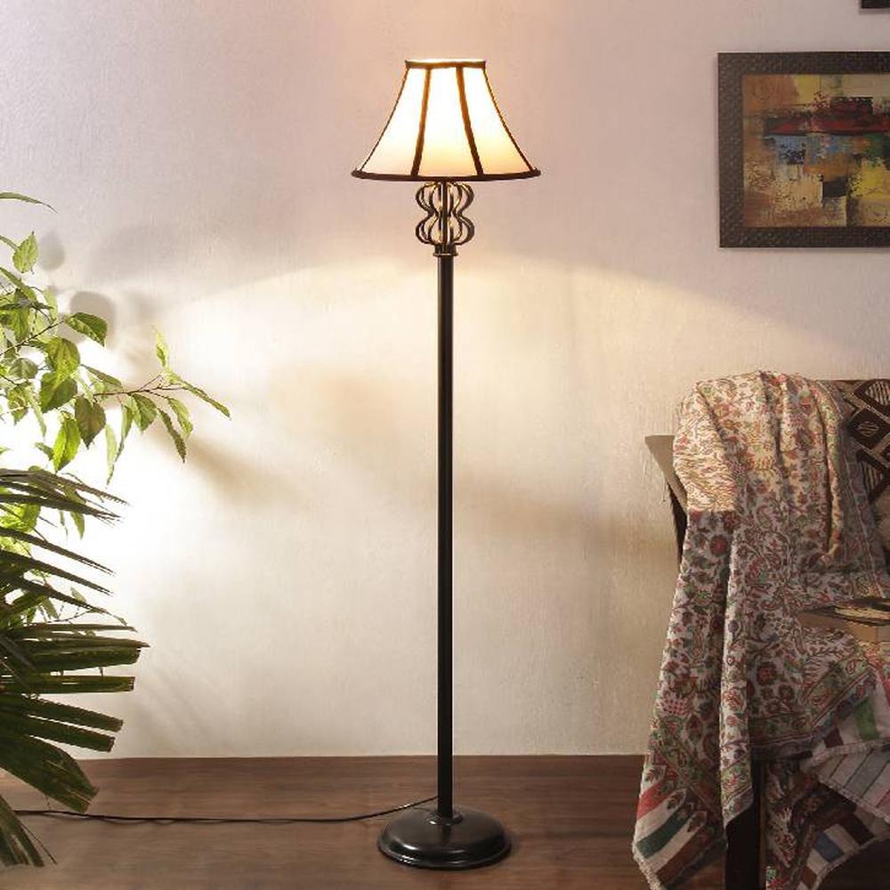 Azalea Multicolour Fabric Floor Lamp with Black Iron Base