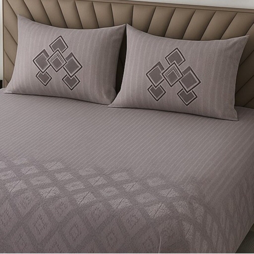 Multicolor Mulberry Shade Abstract 400 TC Cotton Flat Super King Size Bedsheet With 2 Pilllow Covers