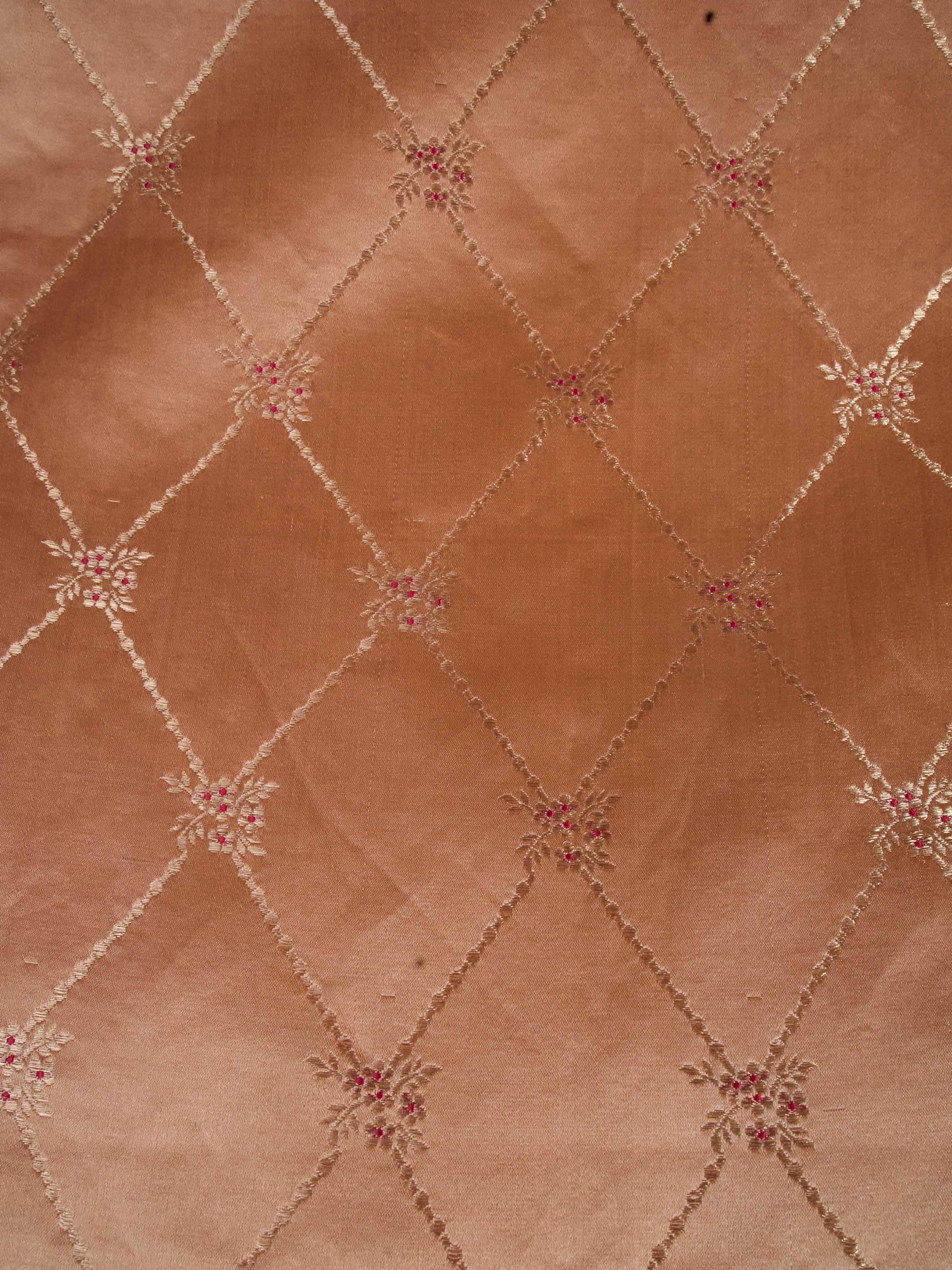Naman Peach Silk Banarasi Brocade Handloom Table Runner