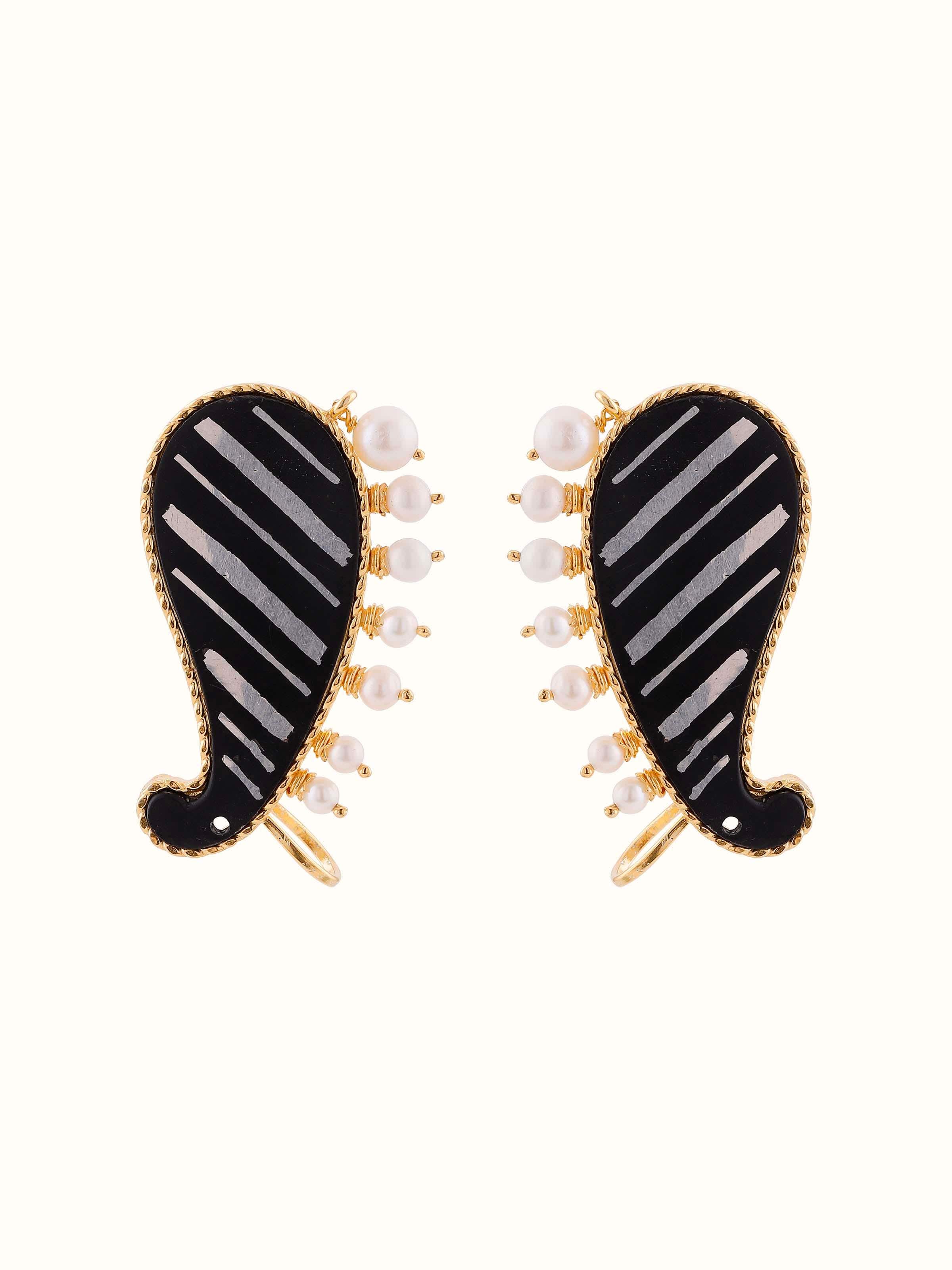 Bidri Silver Ear Cuffs