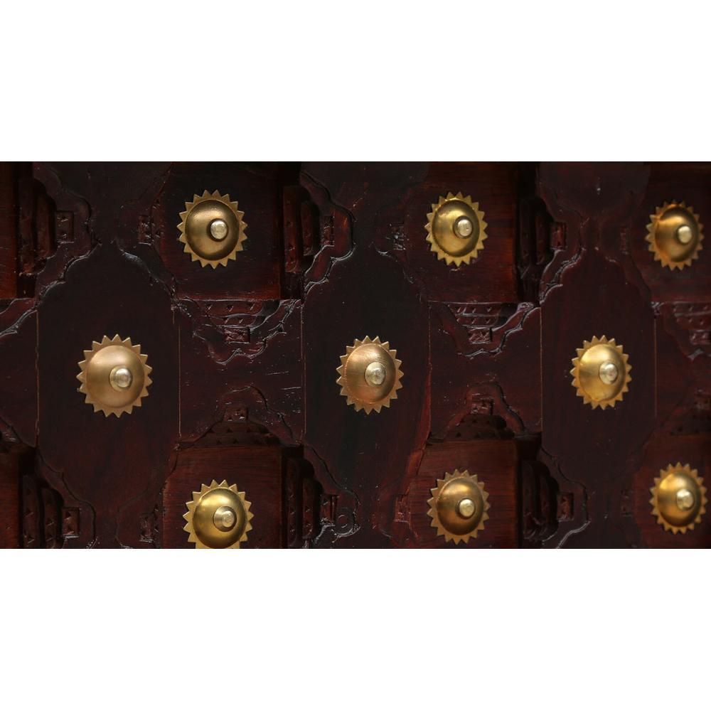 paulo solid wood mirror in brown colour