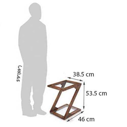 Zeta Solid Wood Side Table in Teak Finish