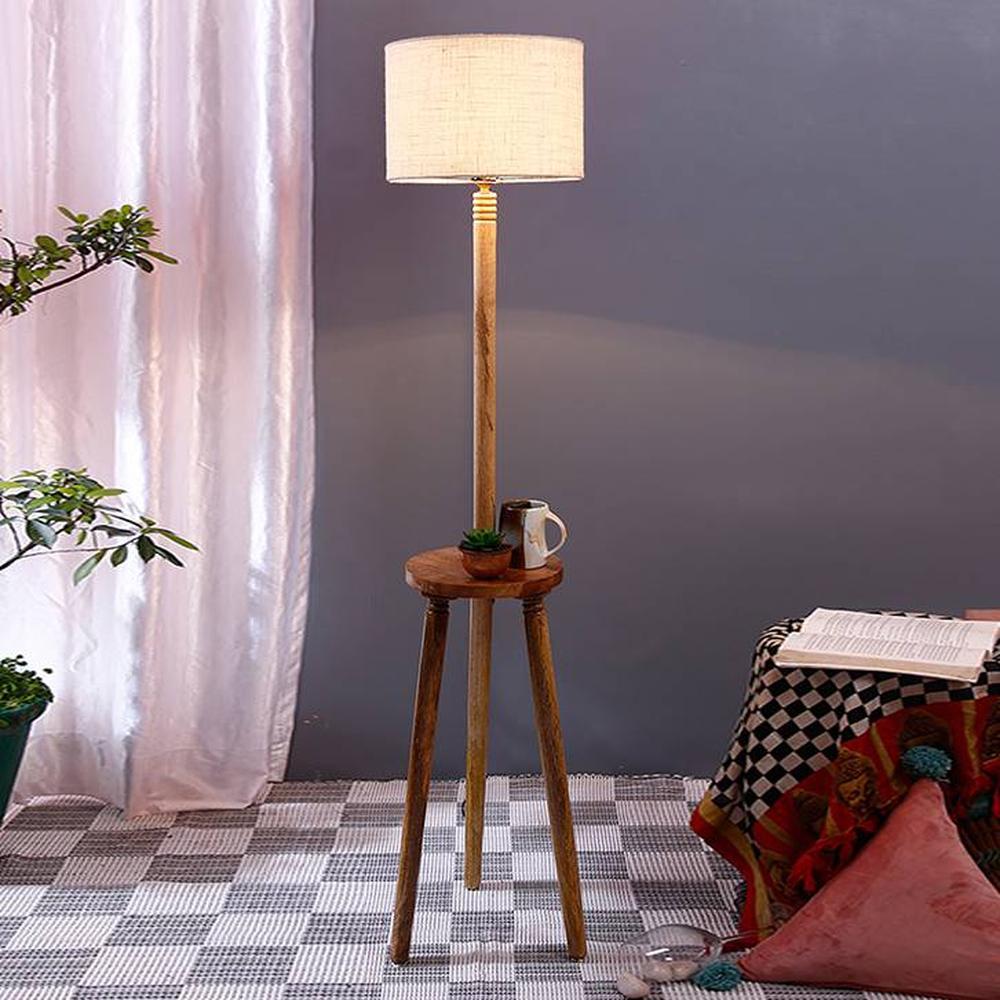 Harmon White Cotton Shade Floor Lamp