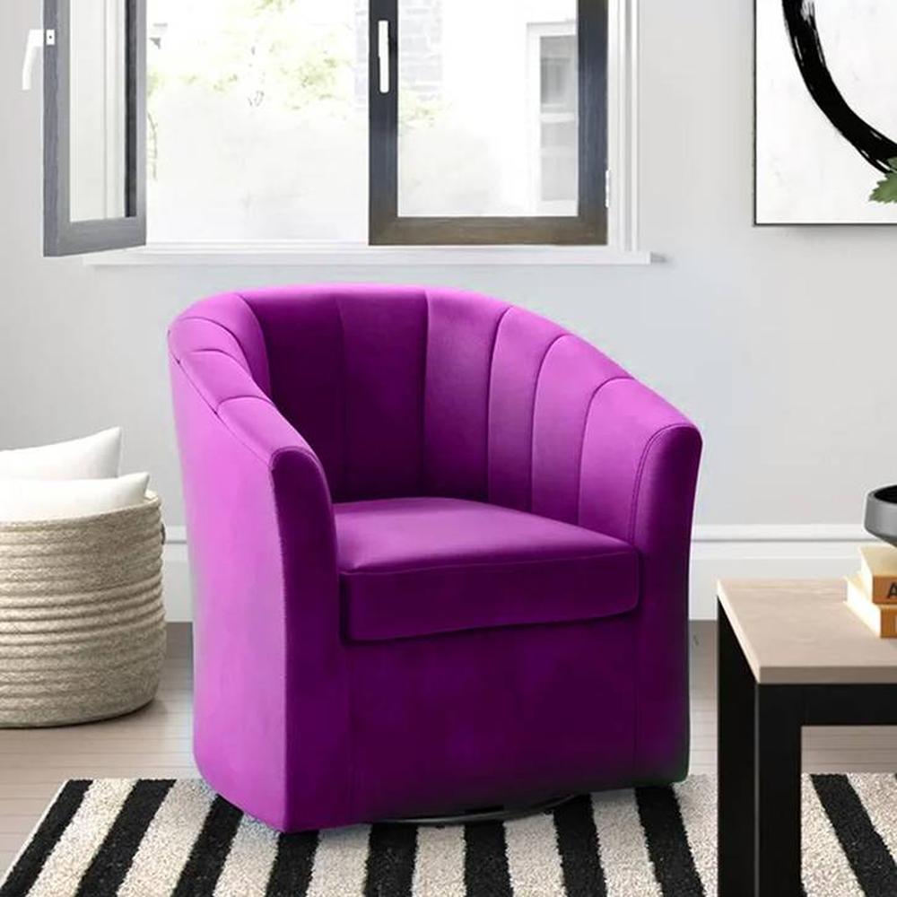 Accentrin Solid Wood Accent Chair in Purple Colour - Home Lifestylez