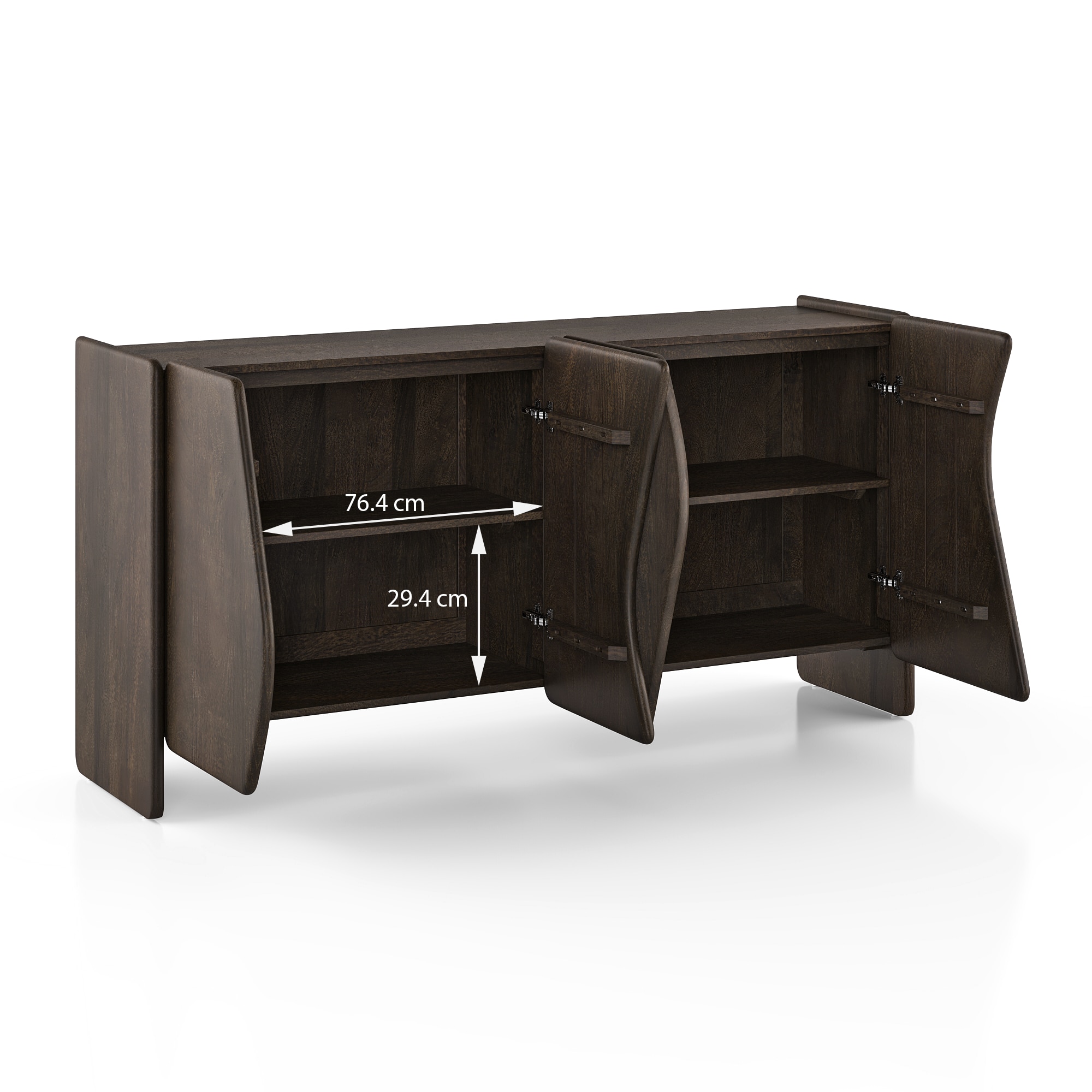 Koro Solid Wood Sideboard In Dark Chestnut Finish