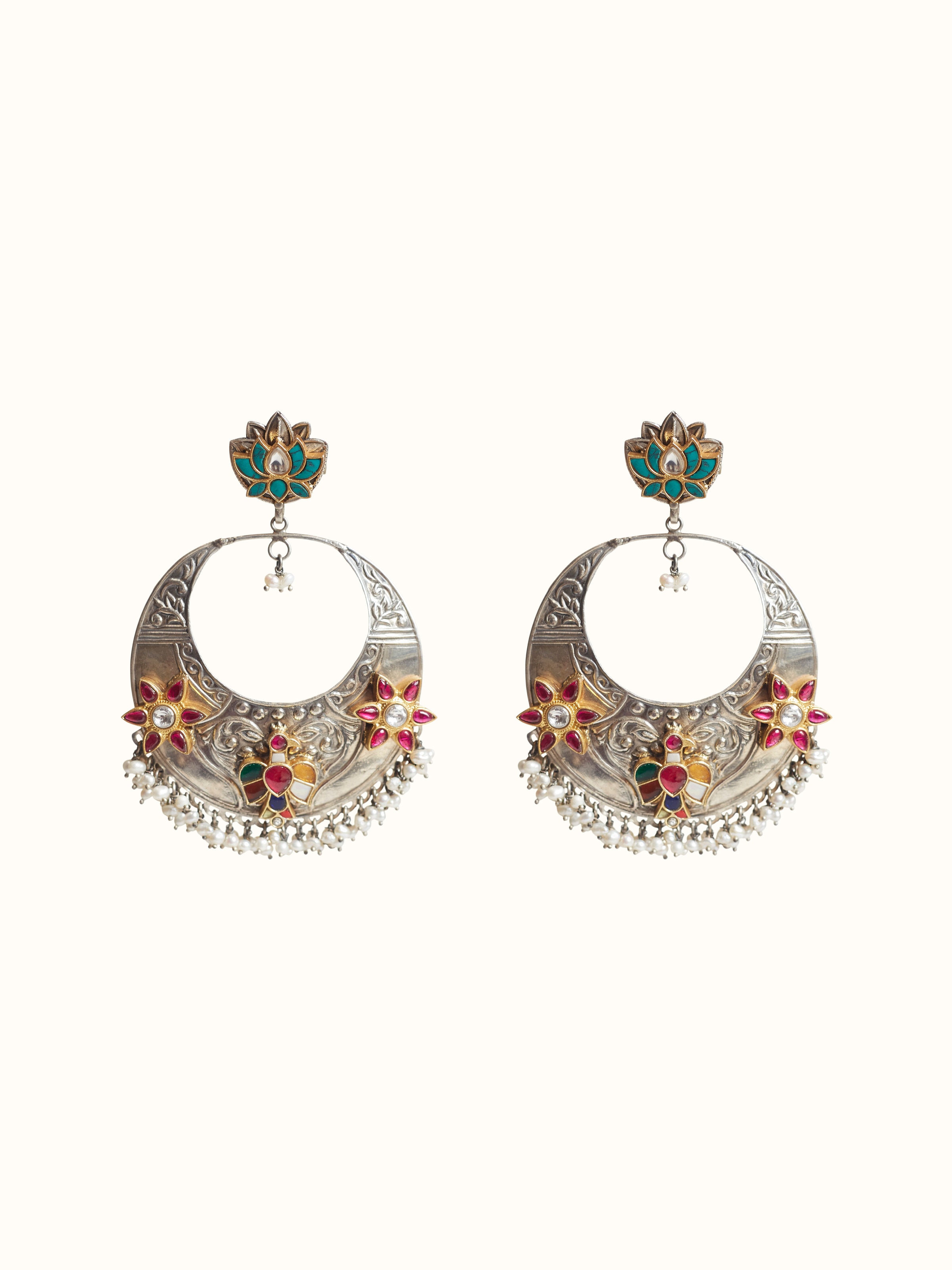 Front view of Silver Smithing Chandbalis