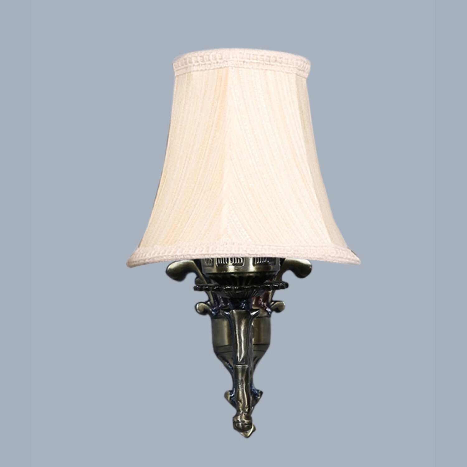 Devansh Gold Antique Wall Mounted Lamp With Off-White Cotton Shade