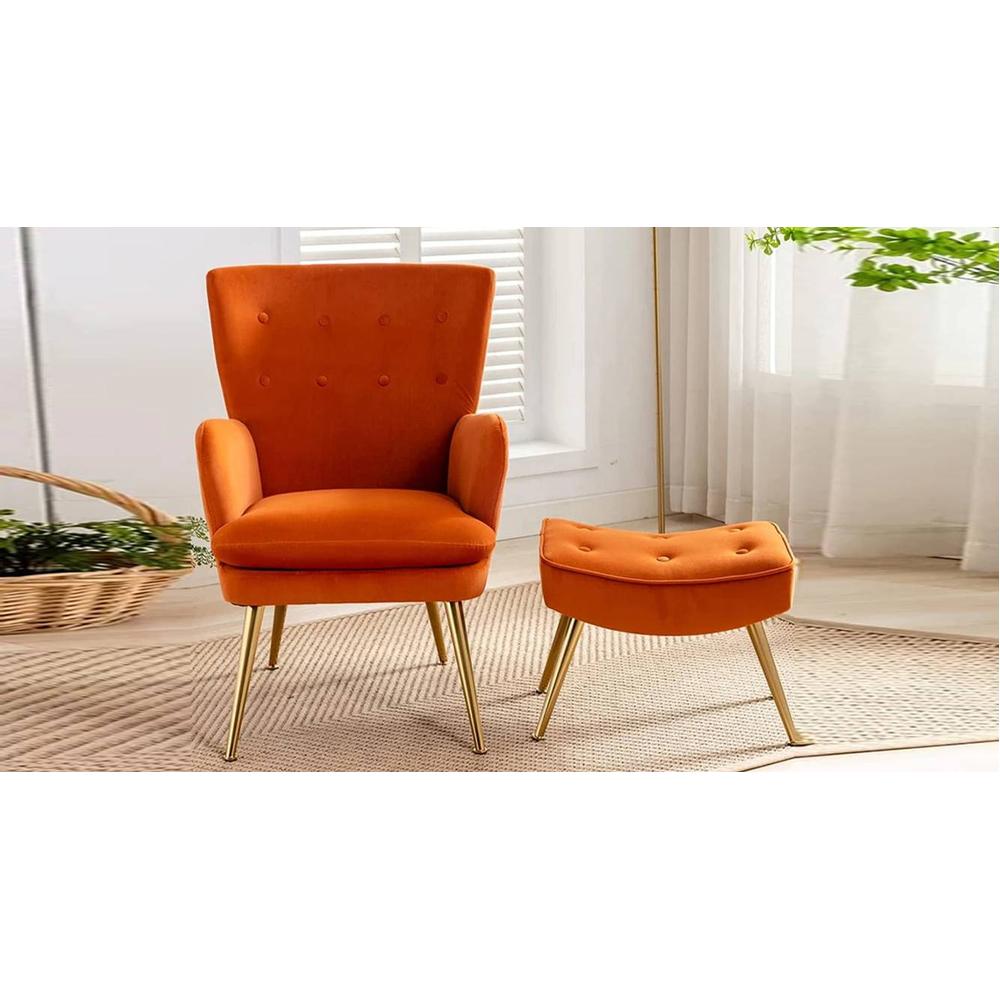 WilAccent Accent Chair With Ottoman Orange