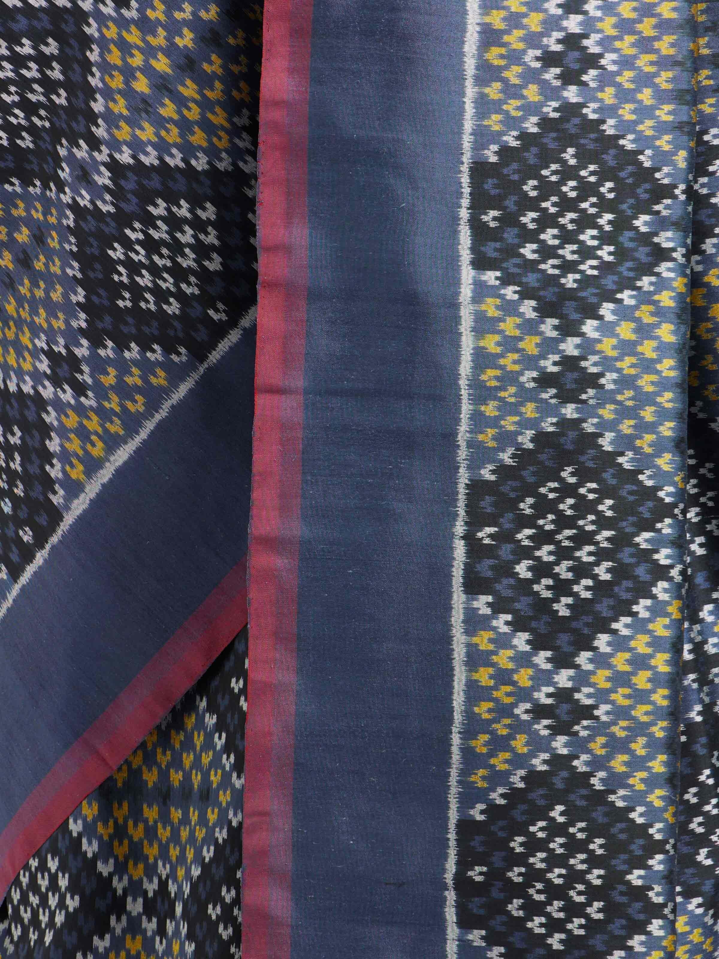 Grey Silk Pochampally Single Ikat Saree