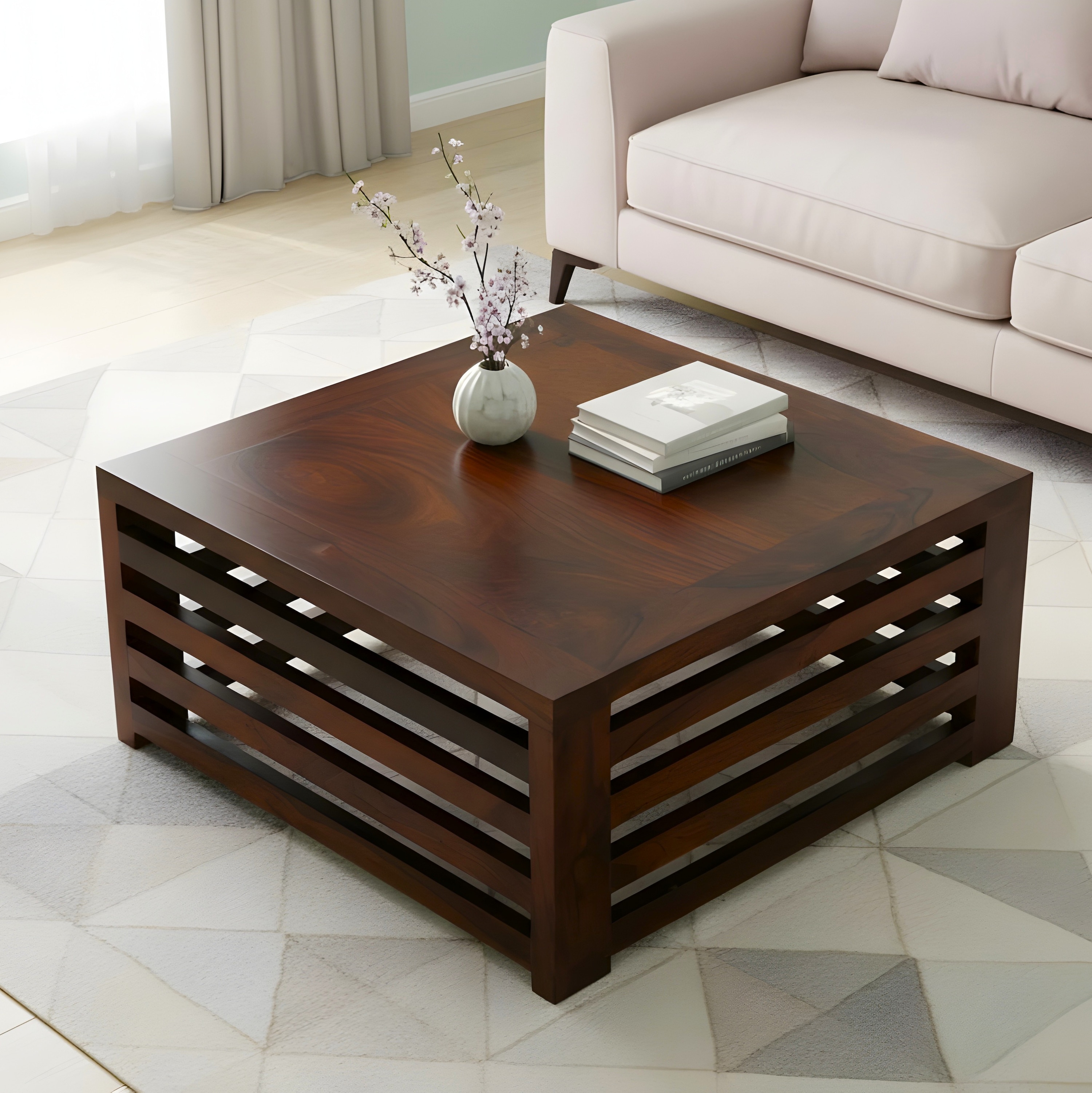 Kingsville Sheesham Wood Coffee Table In Dark Walnut Finish