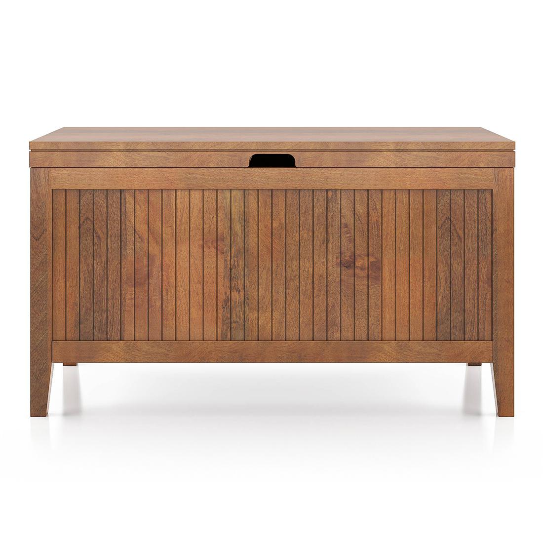 Rhodes Solid Wood Bench In Amber Walnut Finish
