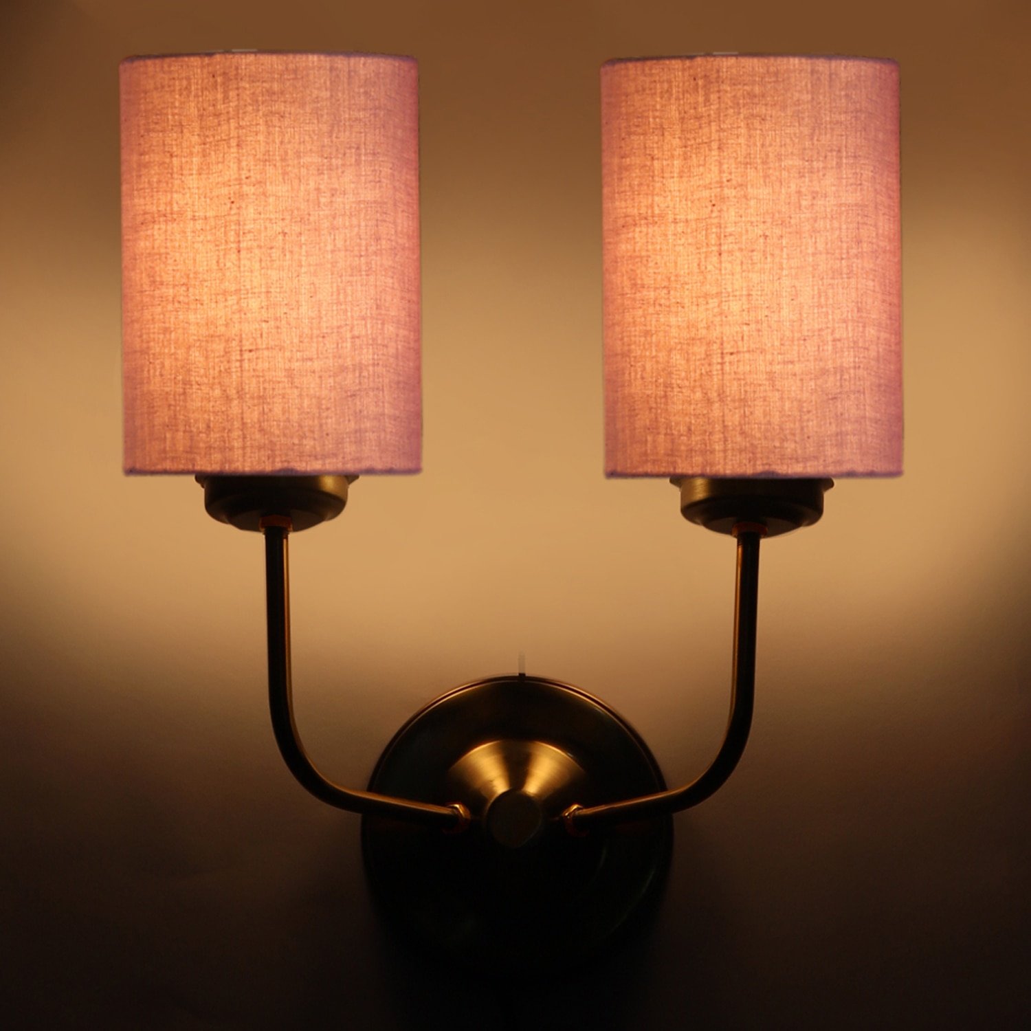 Devansh Metal Electric Wall Light in Gold Colour with Grey Shade Count of 2 Lights - Devansh