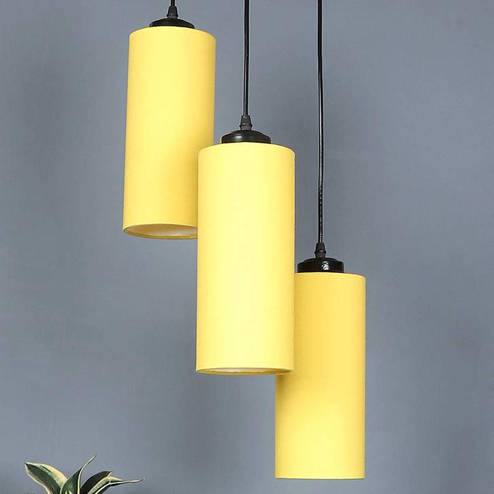 Callan Yellow Fabric Cluster Hanging Light - Devansh