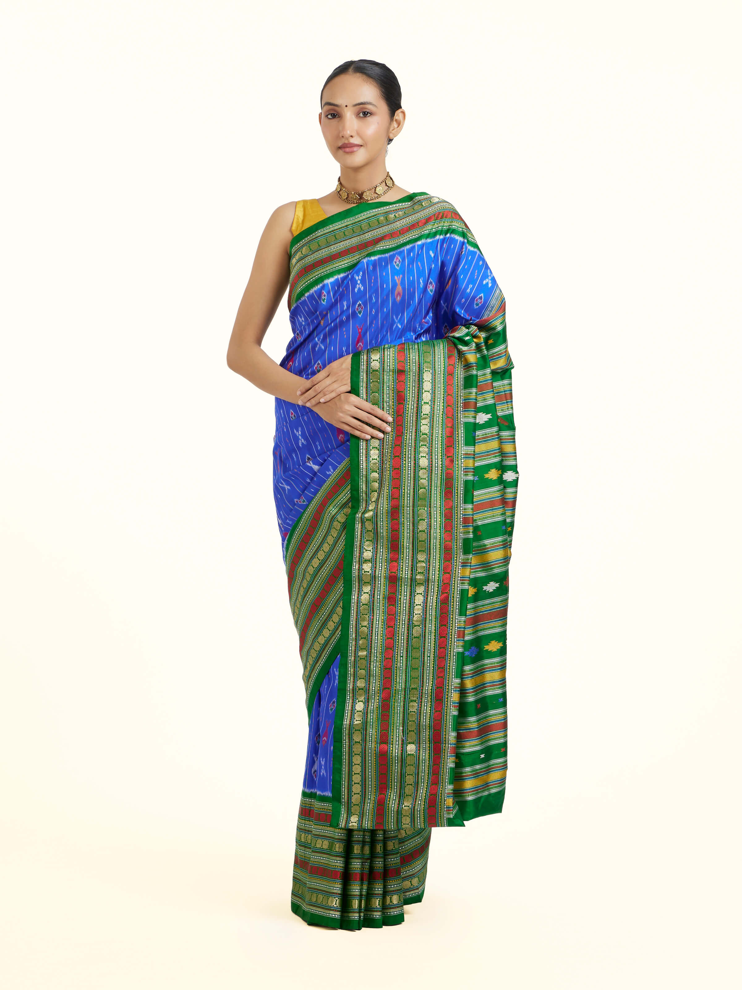 Blue Pochampally Single Ikat Saree