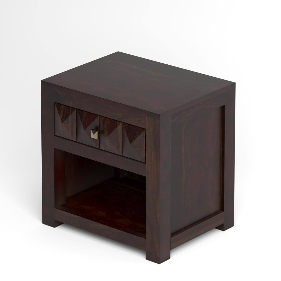 Diamond Solid Wood Bed Side In Walnut Finsh