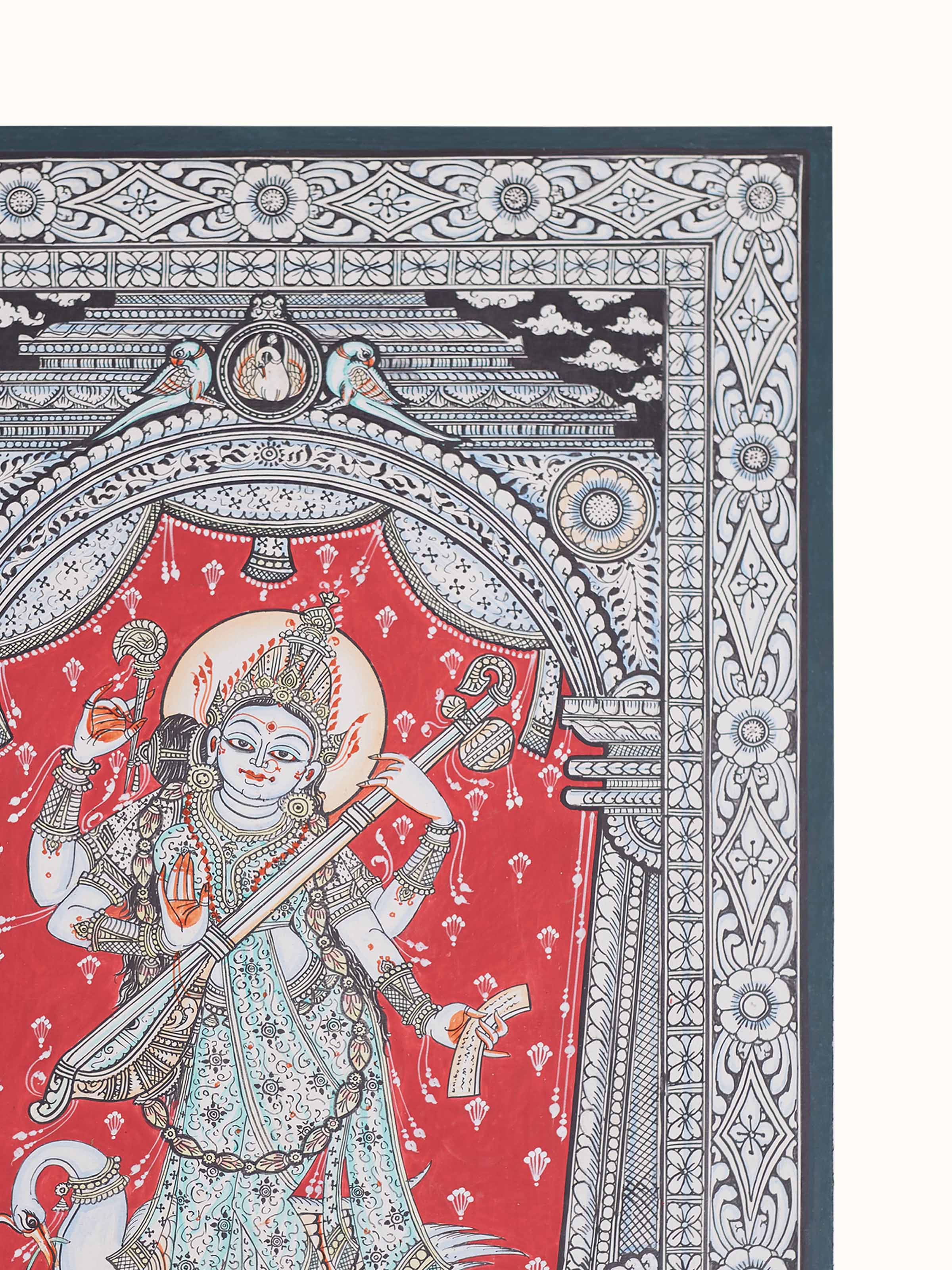 Saraswati Canvas Patachitra Painting