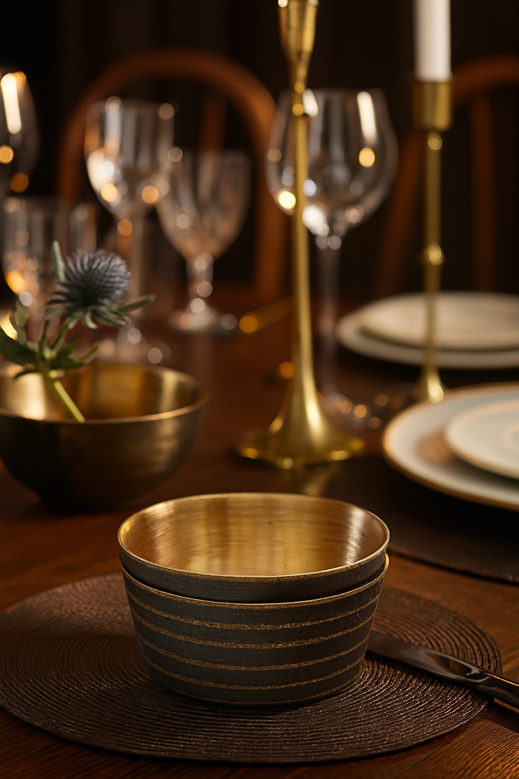 Bell metal black dinner bowls set of four with traditional handcrafted finish