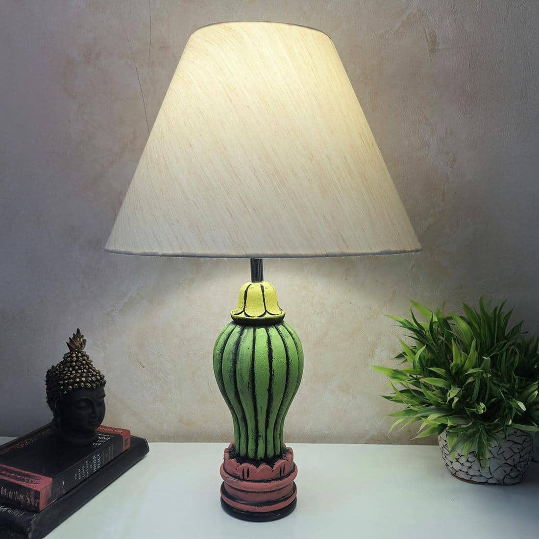 Gada Handcrafted Wooden Table Lamp in Multicolor