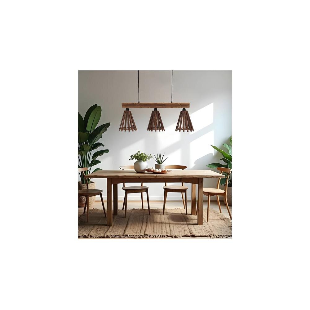 Funnel 3 Series Brown Solid Wood Cluster Hanging Light