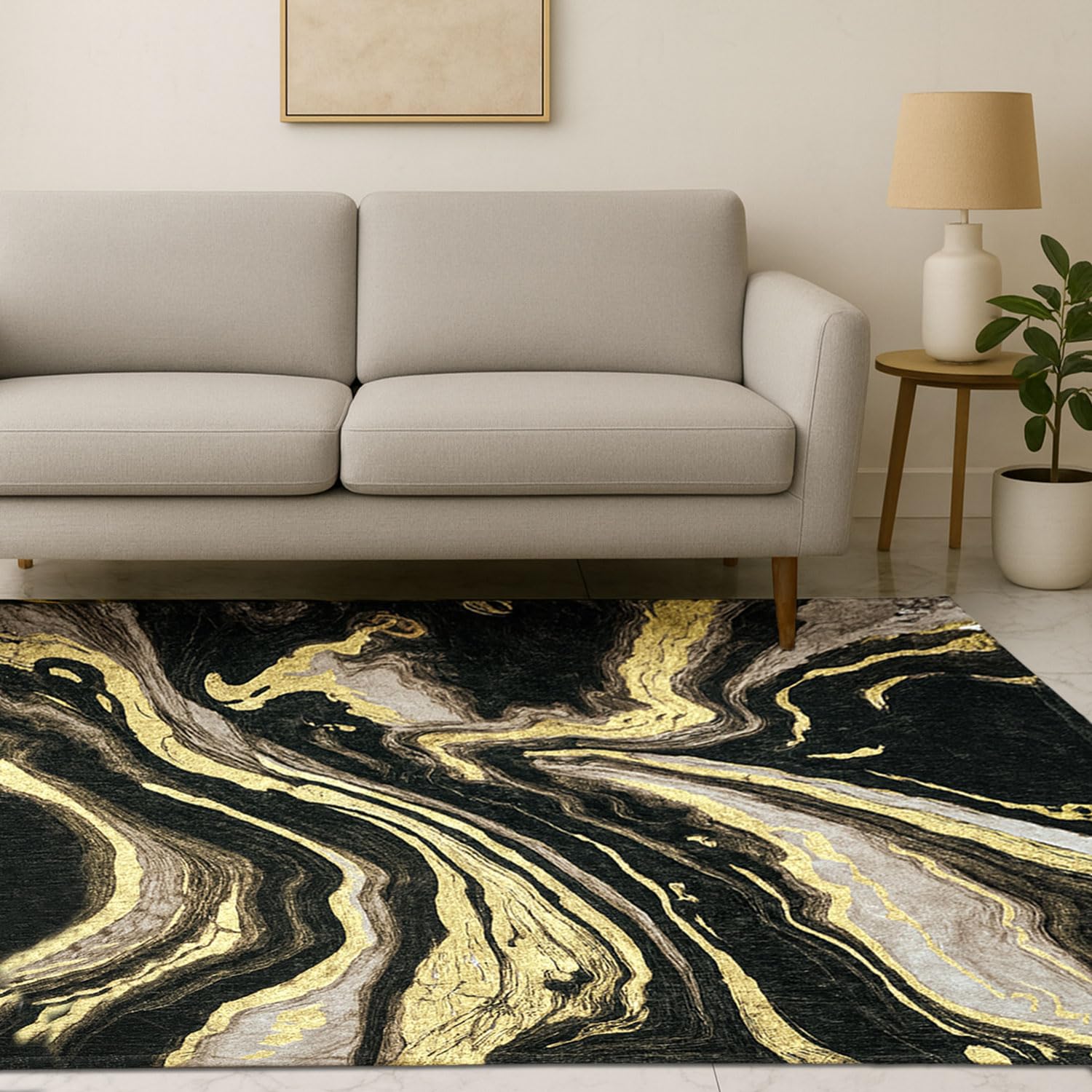 Luxe Home Polyester Cosmic Swirl Carpet – (4x6 Feet, Multicolor, TPR)