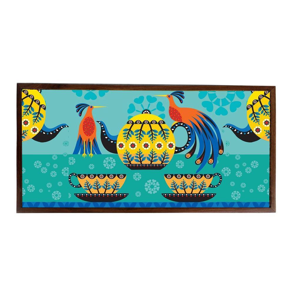 Globally Indian Solid Wood Bookshelf and Serving Tray In Multicolour