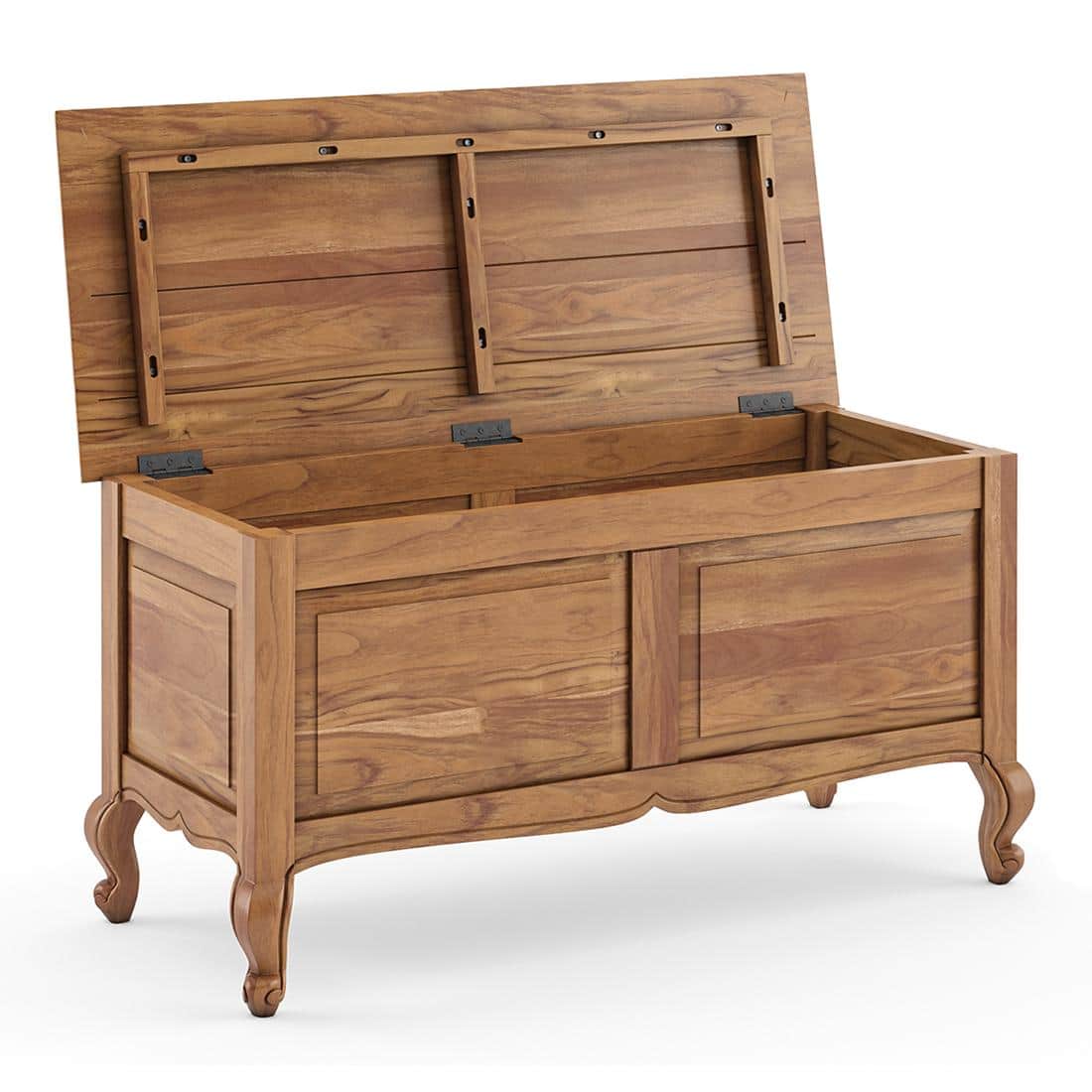 Taahira Blanket Box In Natural Teak Finish