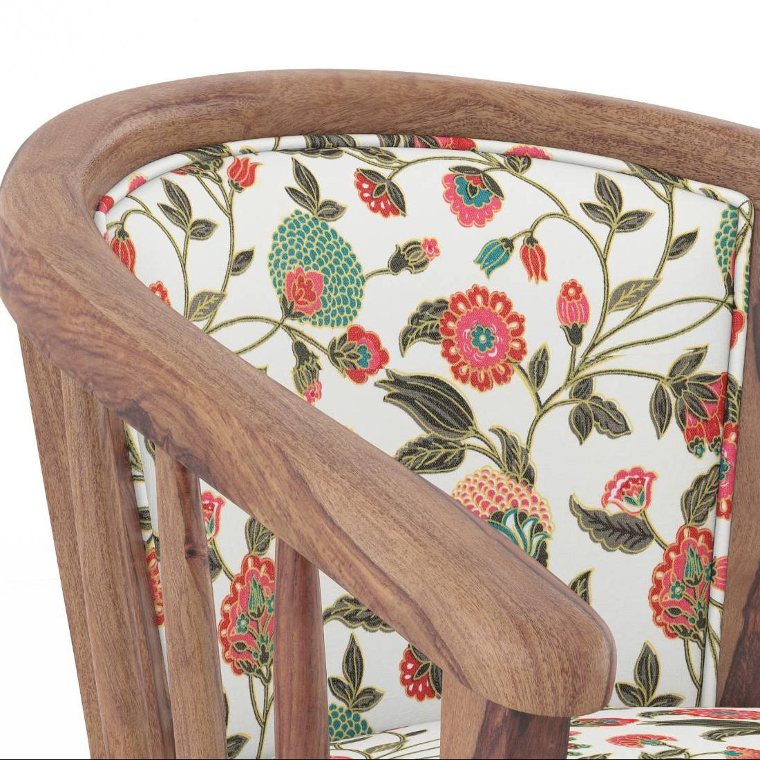 Bella Lounge Chair Finish Teak Beige Flora Colour