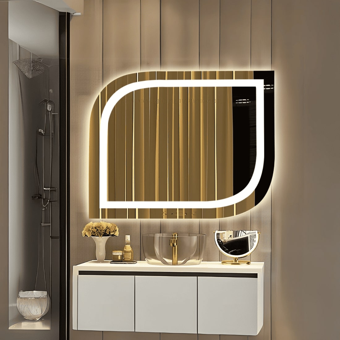 LED Elegant Square Mirror - Modern Illuminated  Mirror with Soft LED Lighting