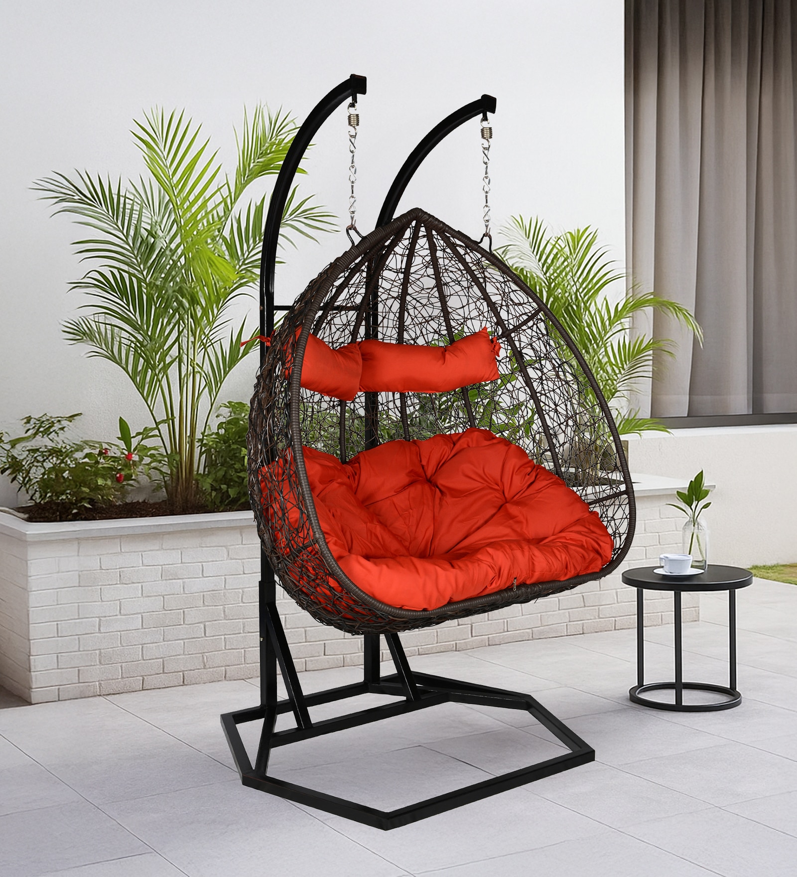 Zermatt Wicker Swing In Brown & Black Colour