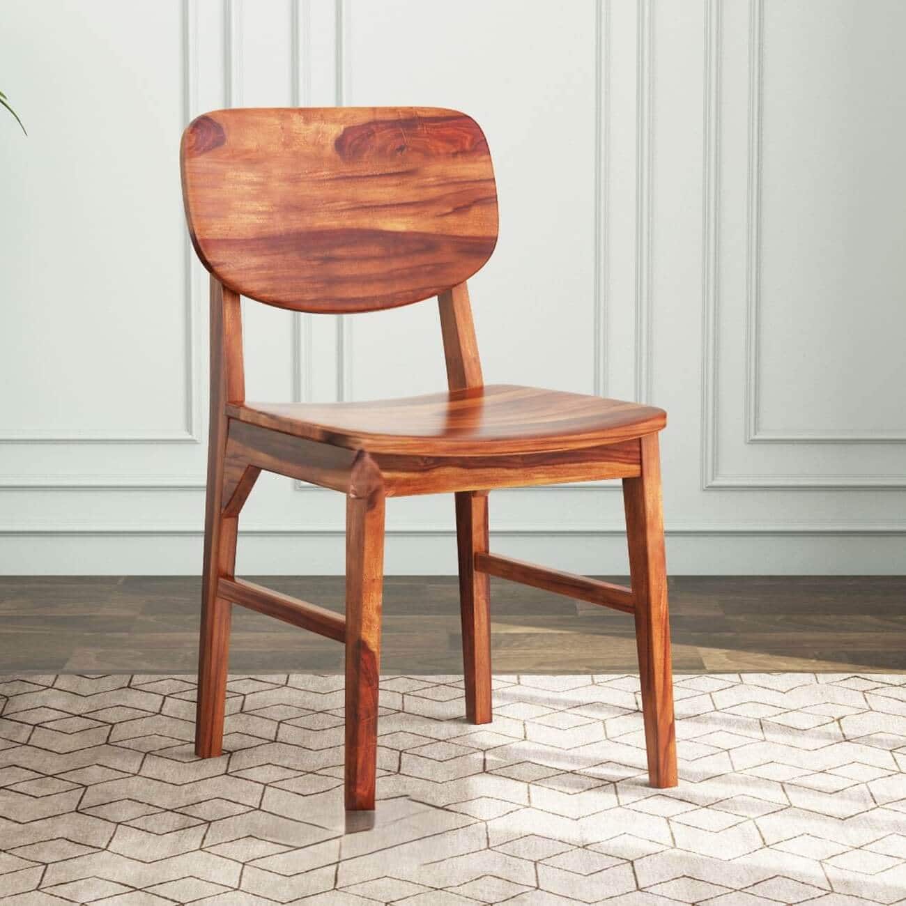 Pluto Solid Wood Dining Chair in Honey - The Home Dekor