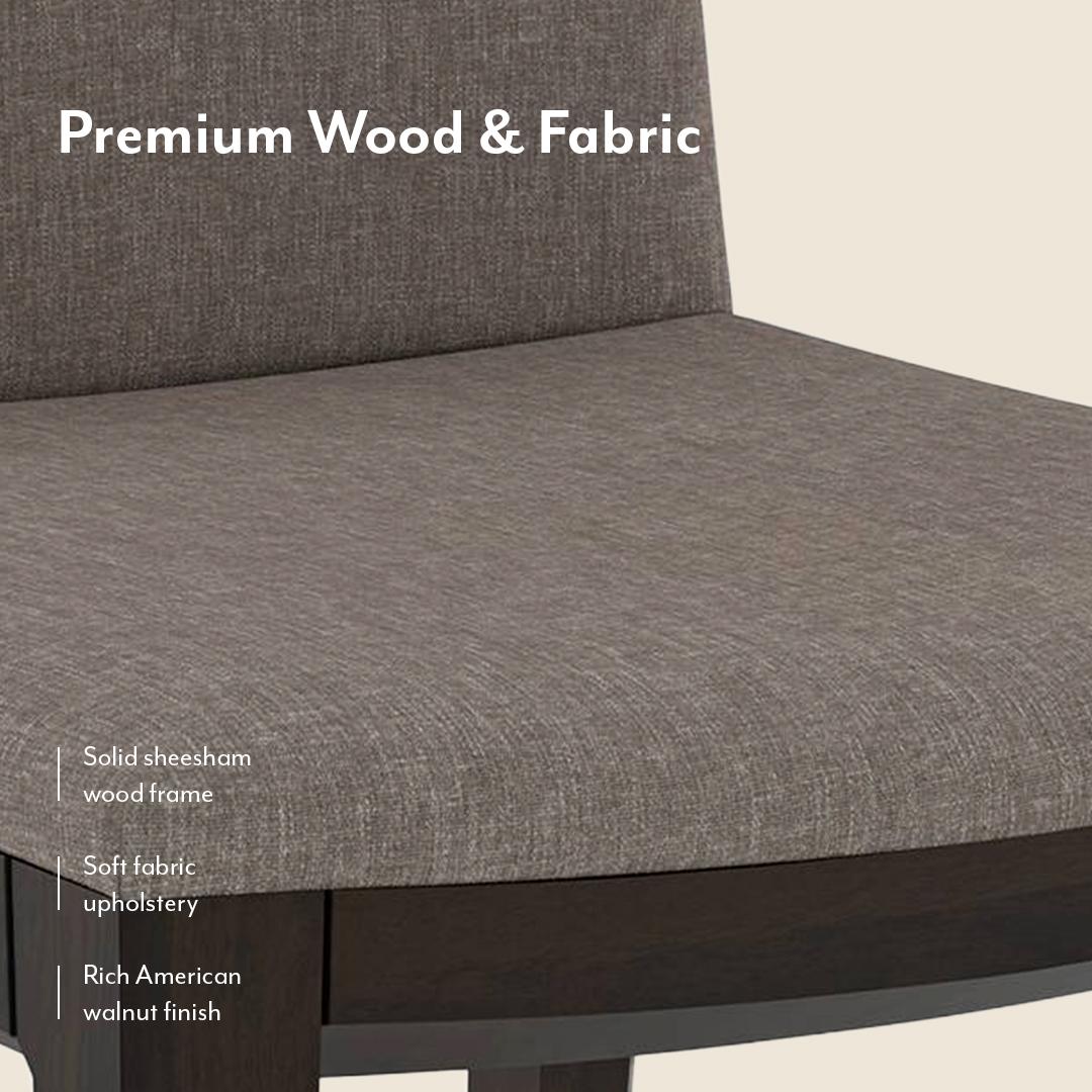 Galatea Dining Chair Set Of 2 Teak In American Walnut Finish With Grey Colour Fabric