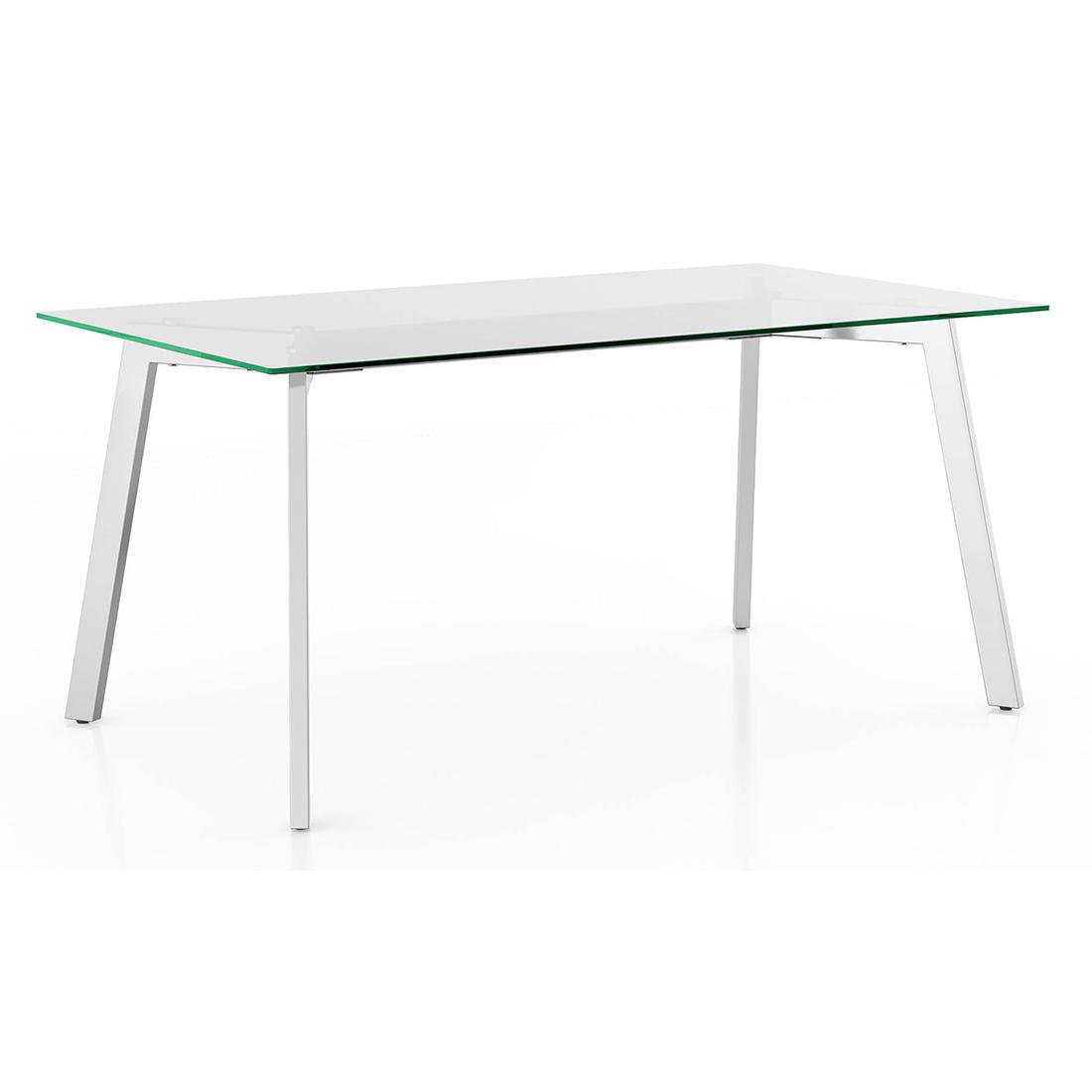 Carmen 6 Seater Glass Top Dining Table In Silver Finish