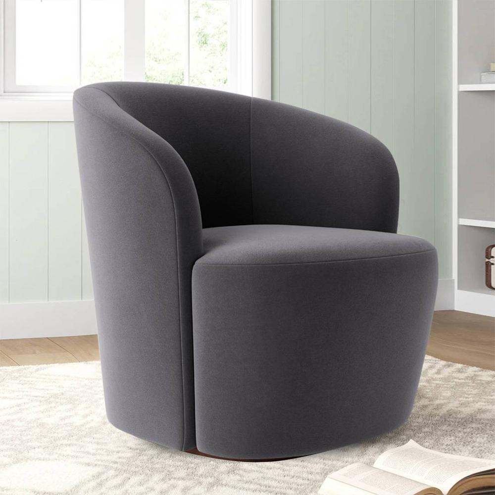 Aron Accent chair Velvet in Dark Grey Color