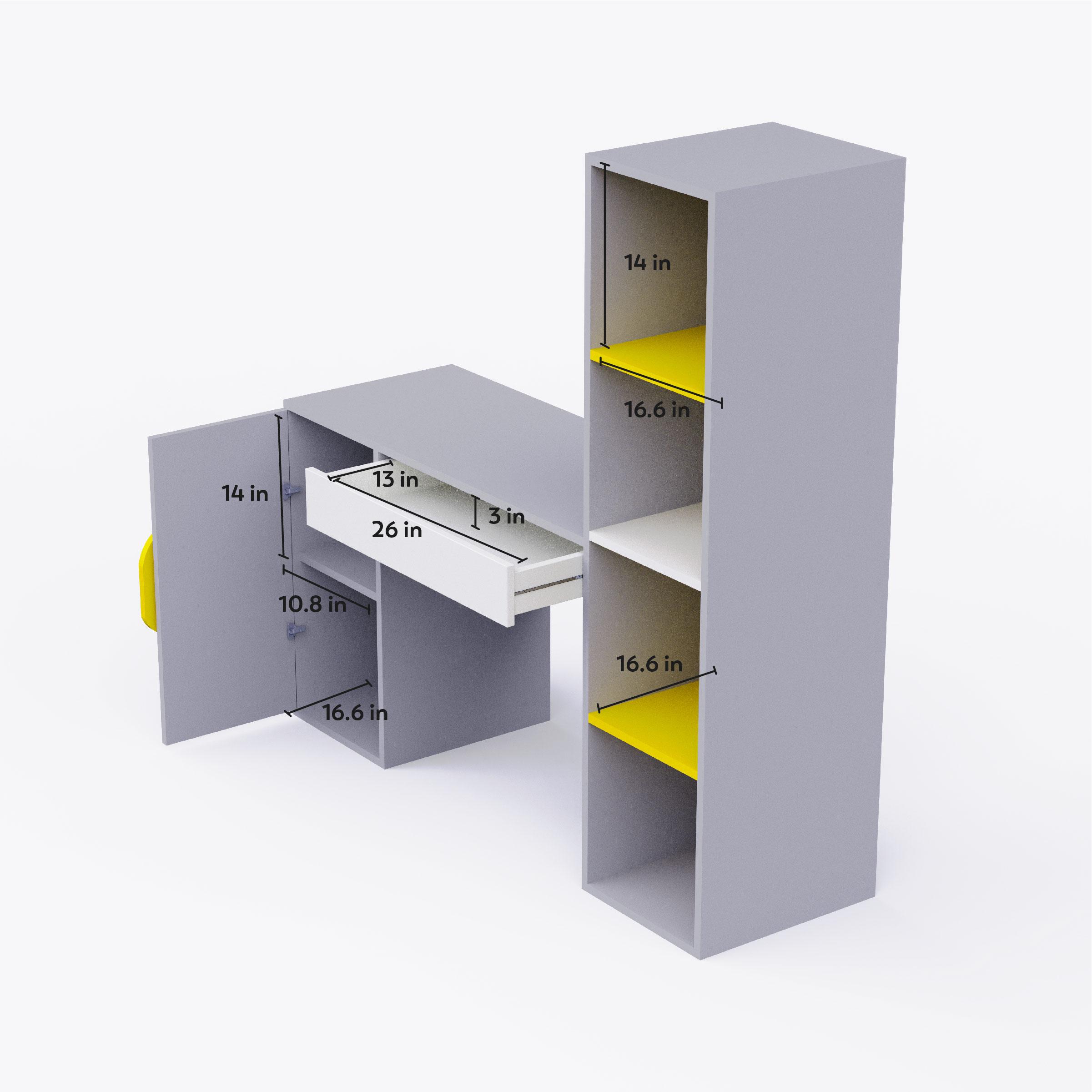 Joy Ride Study Table In Silver Gray Colour